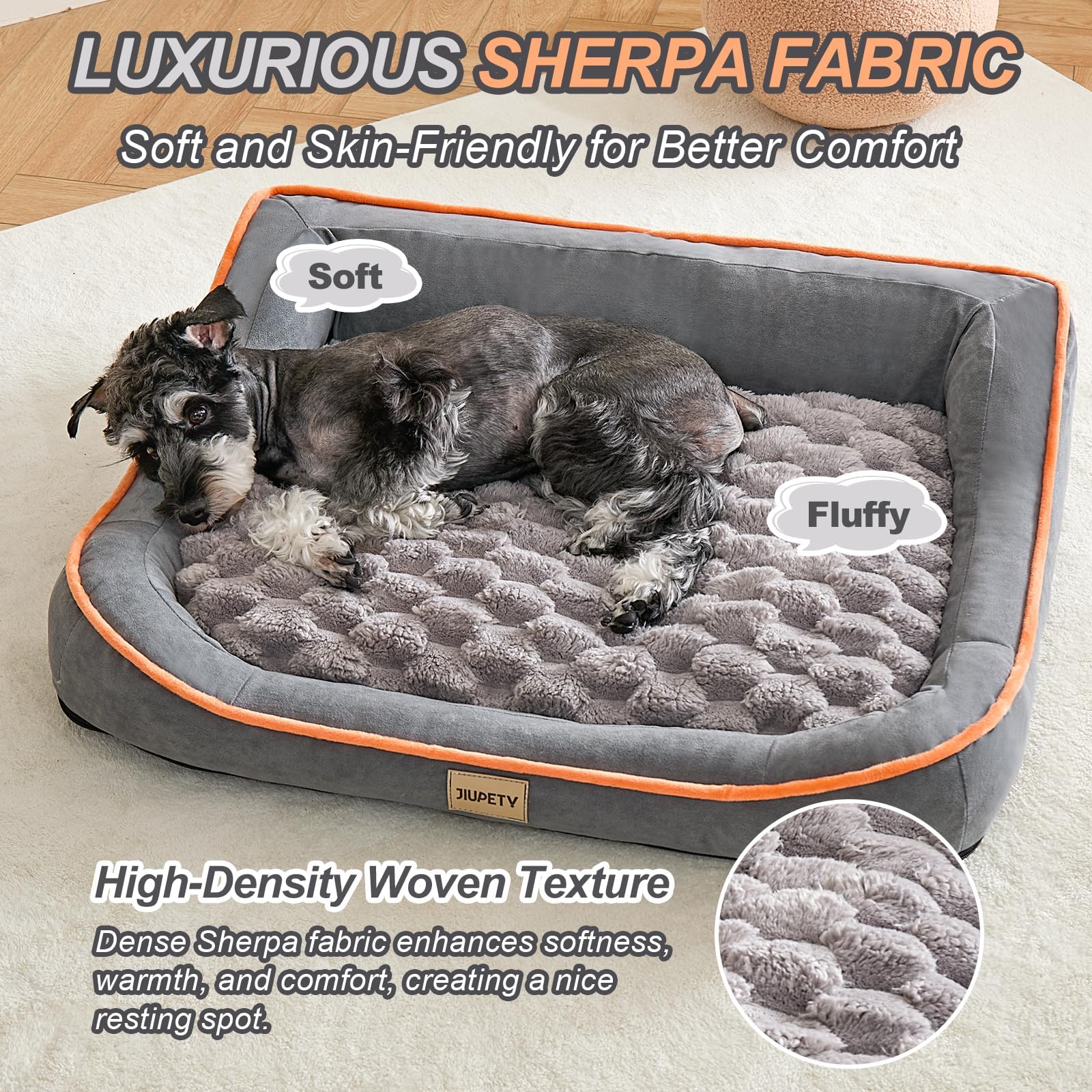 Jiupety Orthopedic Dog Bed For Medium And Large Dogs, Dog Sofa Bed With U-Shaped Bolster, Dual-Layer Supportive Cushion, Waterpr