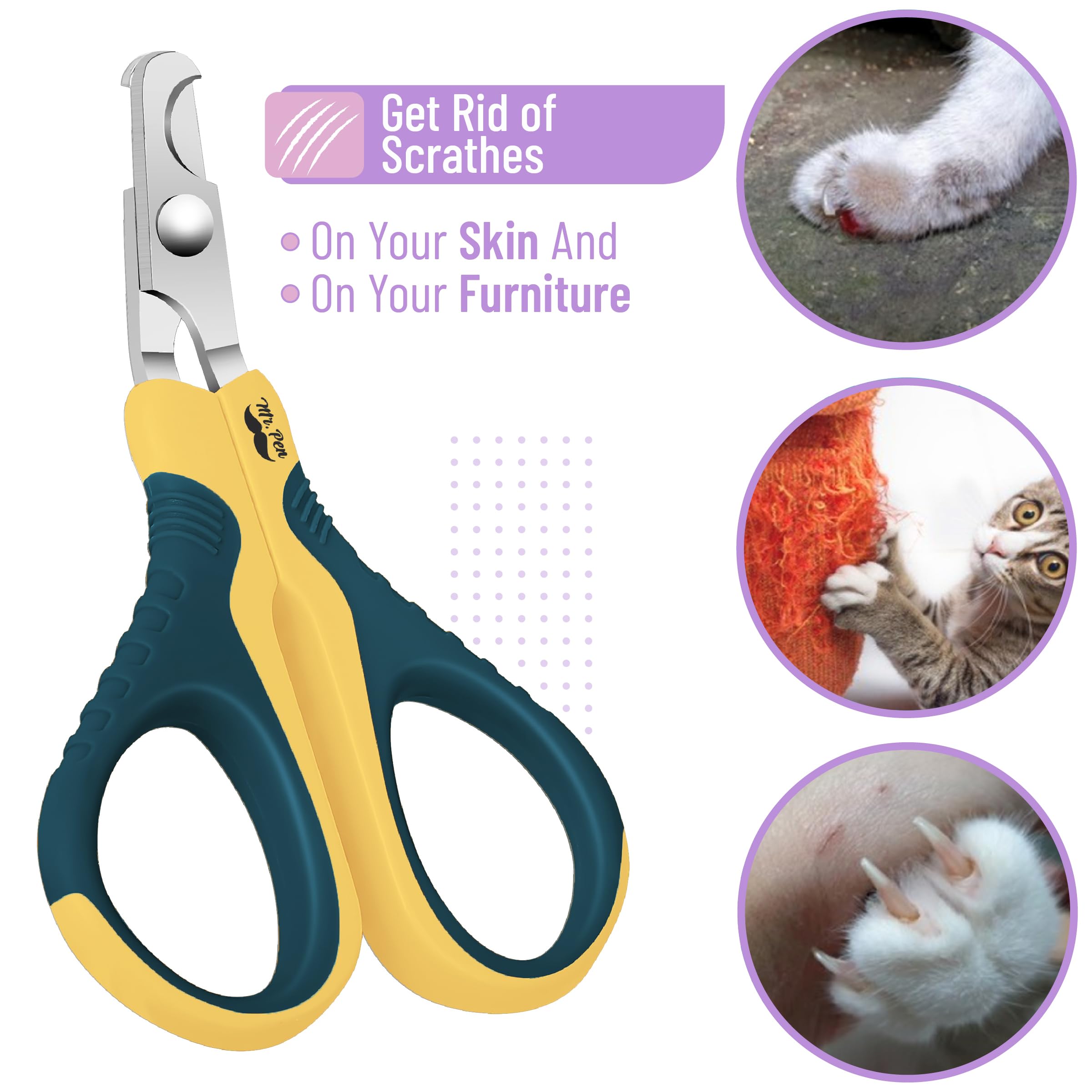 Mr. Pen- Cat Nail Clipper, Yellow & Gray Cat Nail Trimmer, Cat Nail Clippers, Cat Claw Clippers, Cat Clippers For Nails, Pet Nail Clippers, Kitten Nail Clipper, Small Dog Nail Clipper Cat Claw Trimmer