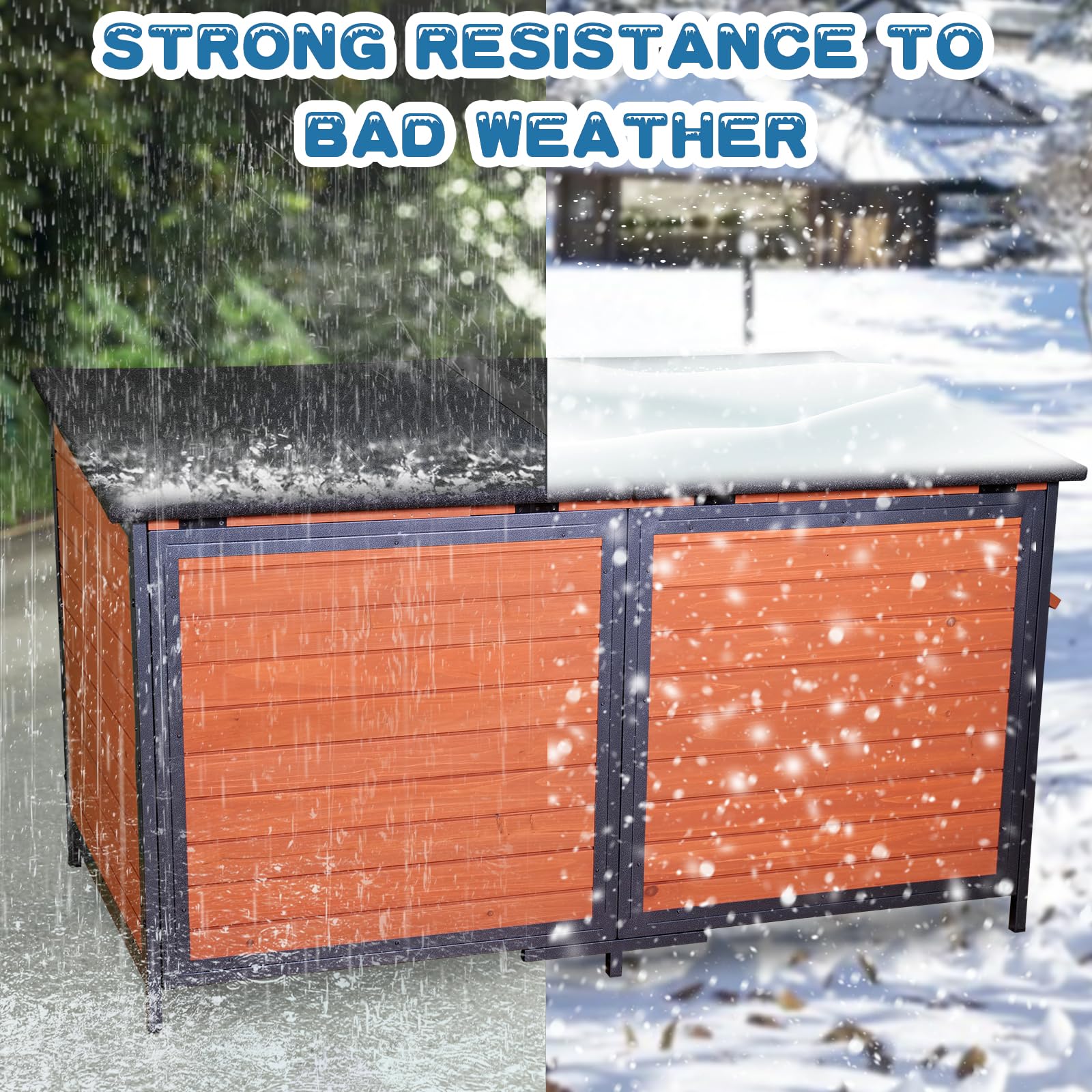 Funxplore Extra Large Dog House Outdoor 59.1'' L Outside Insulated Dog Kennel Weatherproof Winter, 6 Sides All-Round Foam For Sm