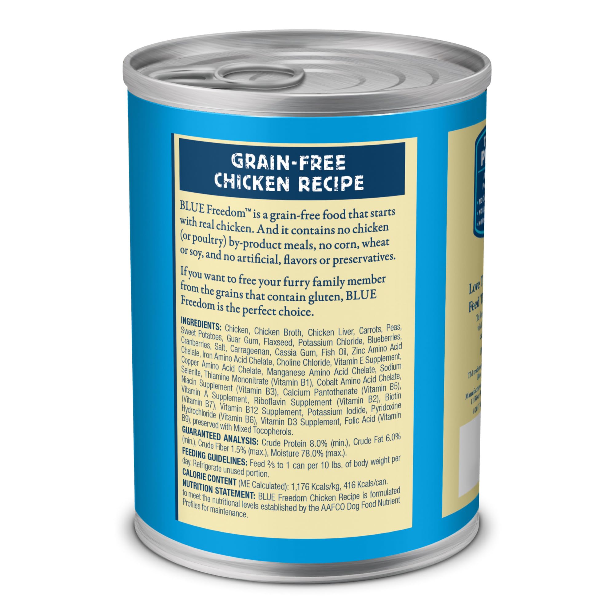 Blue Buffalo Freedom Grain-Free Wet Dog Food, Free of Glutens & Artificial Preservatives, Made with Natural Ingredients, Chicken