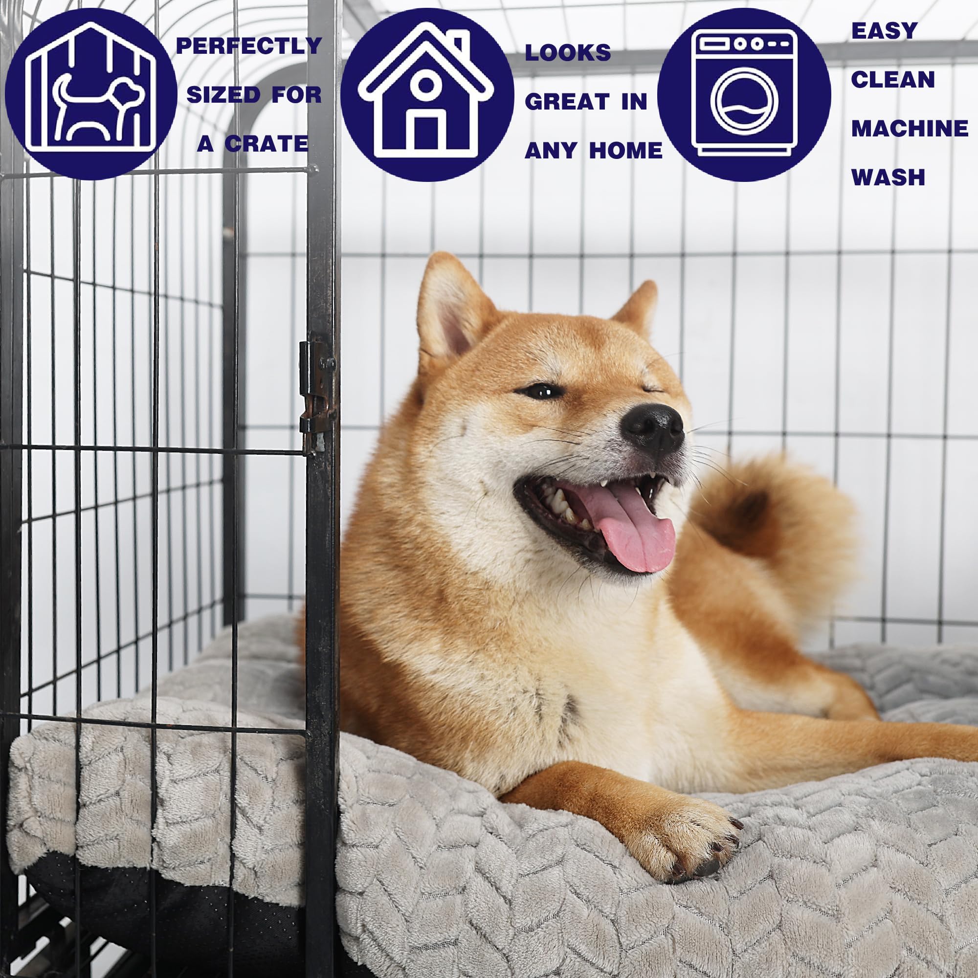 Necesitar 30 Inch Dog Crate Bed For Medium Dogs Washable Soft And Fluffy Kennel Pad Fit Cages With Anti-Slip Pet Pillow Cushion