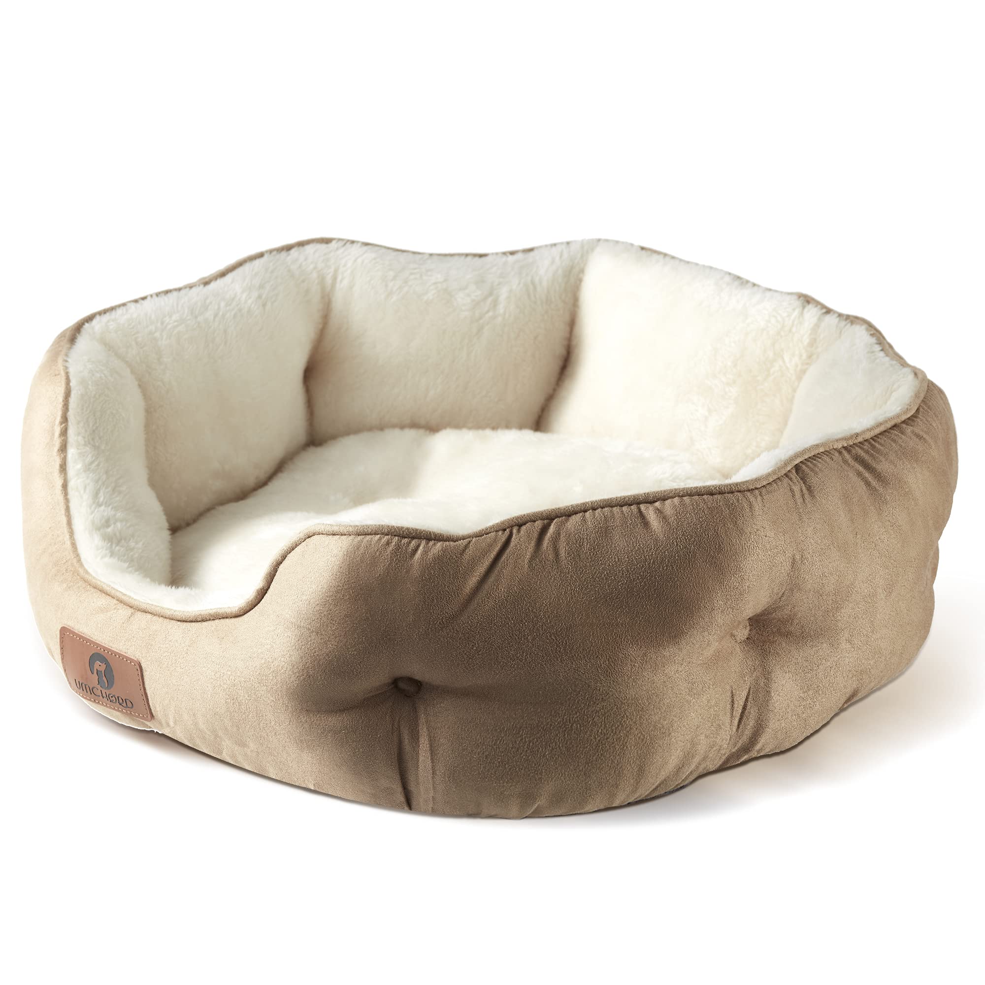 Asvin Medium Dog Bed For Medium Dogs, Large Cat Beds For Indoor Cats, Pet Bed For Puppy And Kitty, Extra Soft & Machine Washable With Anti-Slip & Water-Resistant Oxford Bottom, Light Brown, 25 Inches