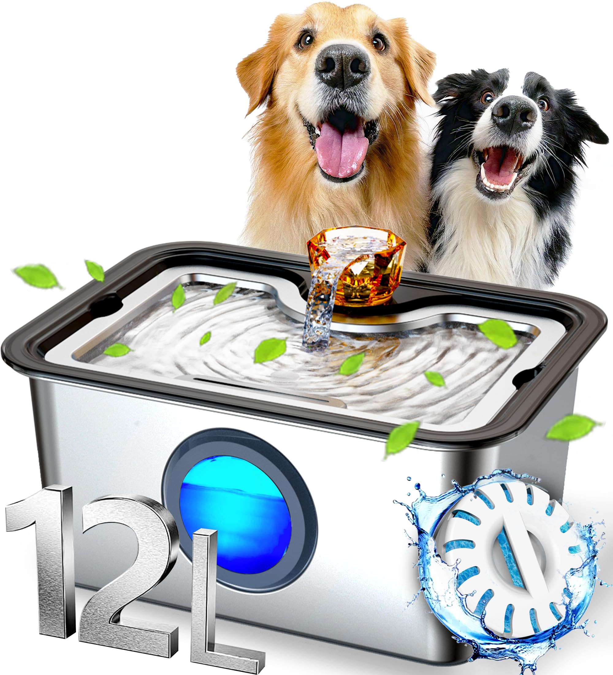 Filter Element Pack For Furryplanet Large Dog Water Fountain Stainless Steel,12L Ultra-Purification Pet Fountain Dog Cat Drinkin