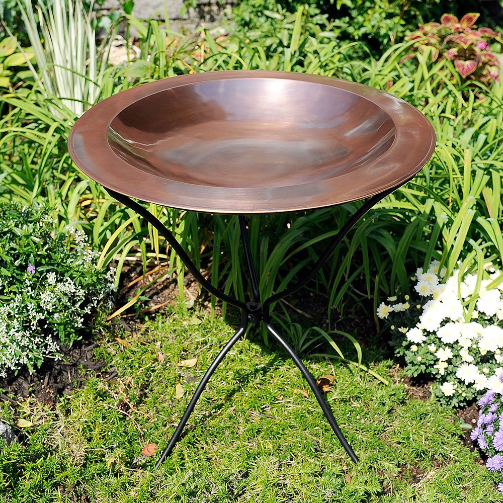 Achla 24-in Round Classic Copper Birdbath Bowl, Brass - Durable Brass Material, Model CBB-01