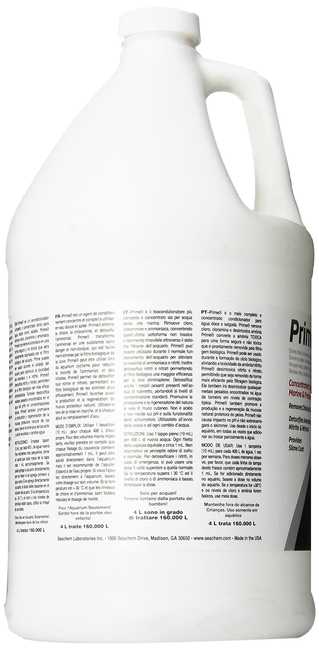 Seachem Prime Fresh & Saltwater Conditioner - Detoxifier 1 Gal - Clear Plastic