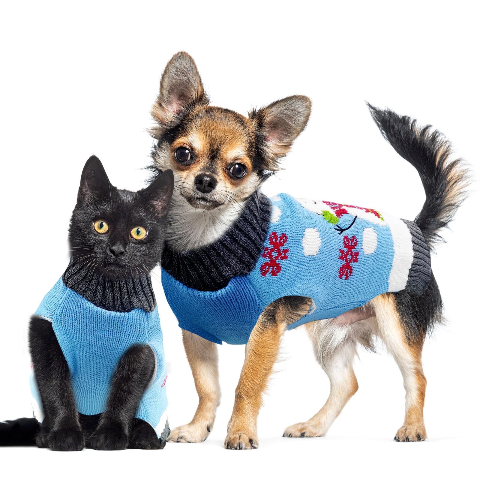 Doggyzstyle Pet Christmas Dog Sweaters Cute Animal Snowman Printed Puppy Xmas Costumes Winter Warm Turtleneck Jumpers Puppy Knit