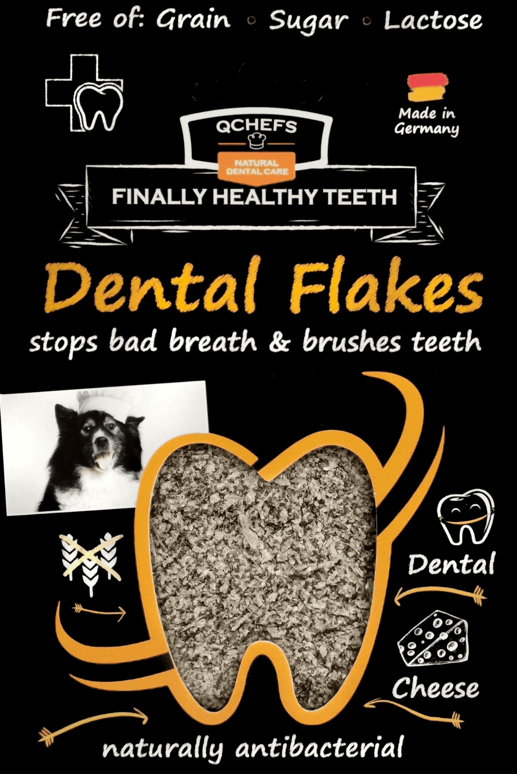 QCHEFS Dental Flakes for Dogs - One Month Supply* - Food Topper - After Meal Licking Treat, Oral Health Snack with Amino Acids.