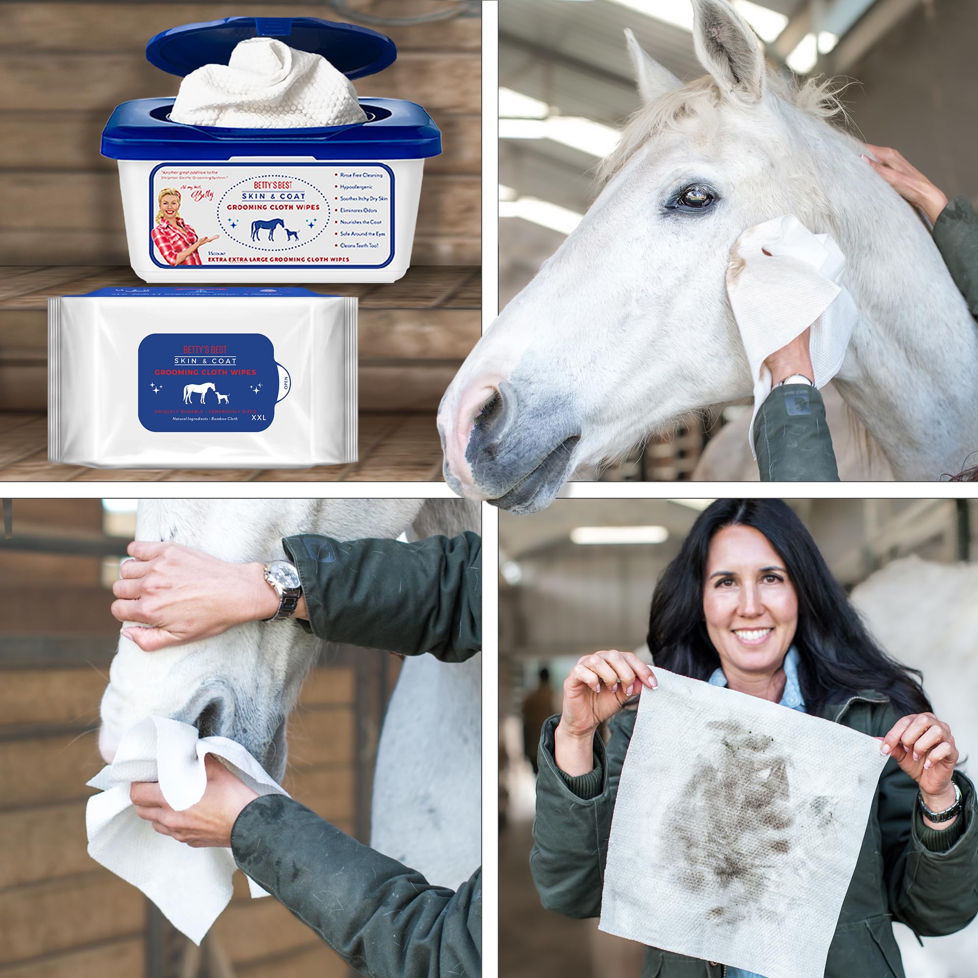 StripHair Bamboo Cloth Wipes Extra Large Reusable 12x12in for Dog Pet Horse Grooming Coat Care and All Purpose Cleaning