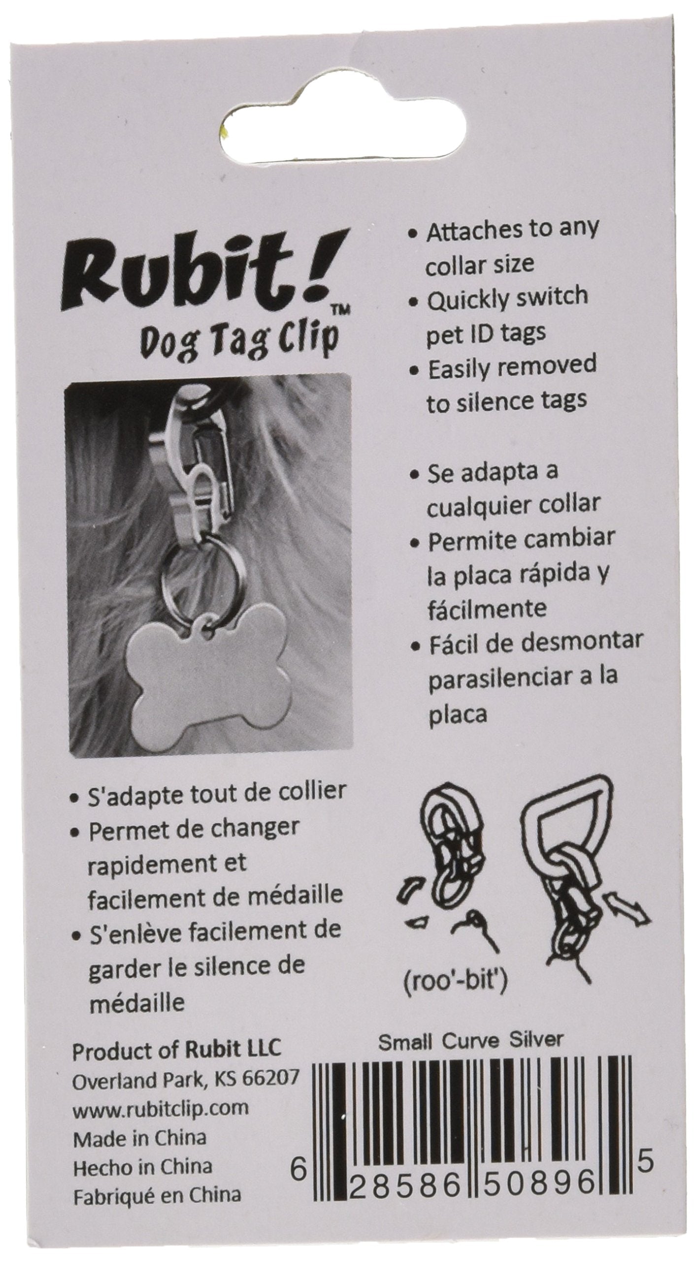 Rubit Small Curve Aluminum Dog Tag Clip - Silver