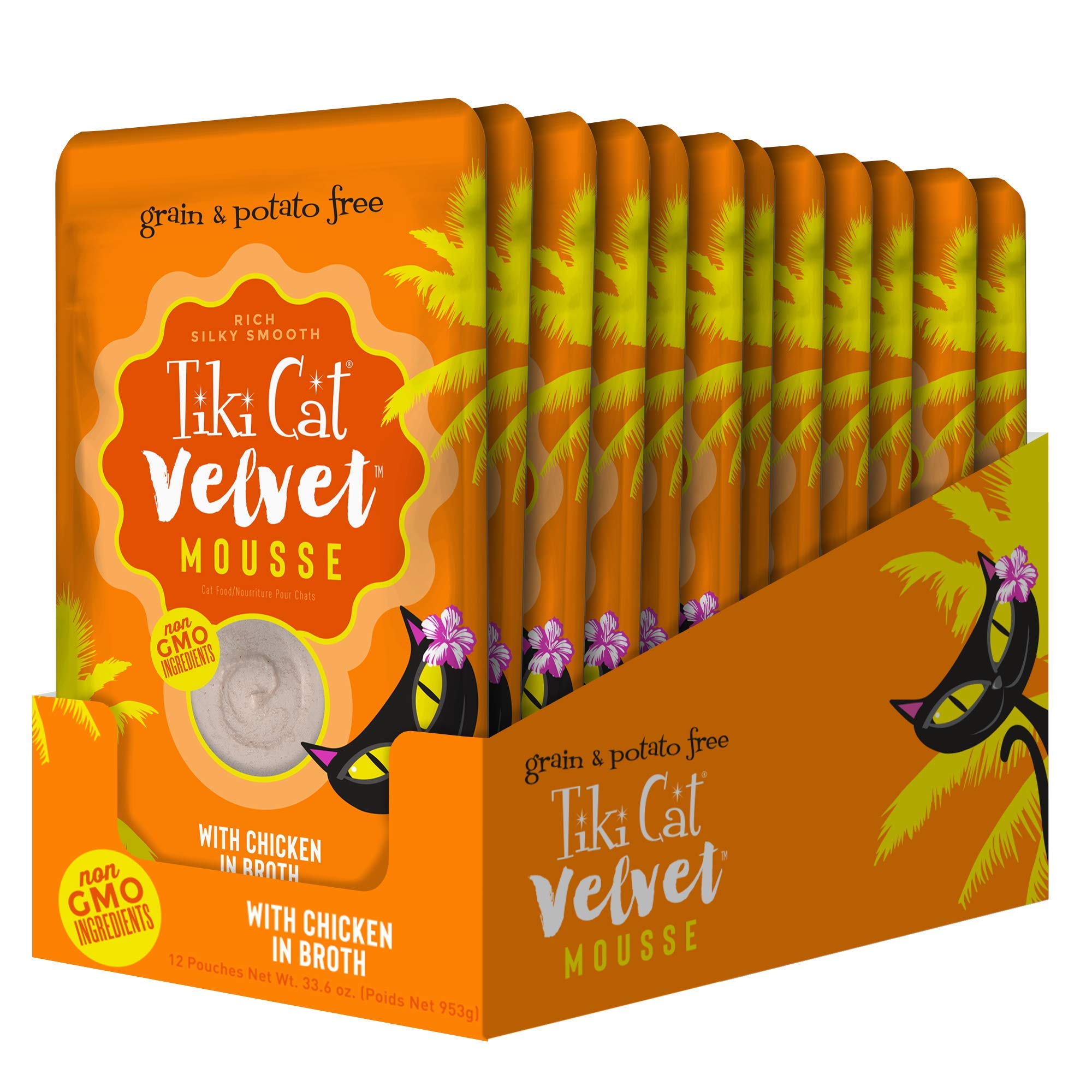 Tiki Cat Luau Velvet Mousse, Chicken in Broth, Complete Nutrition for Balanced Diet, Wet Cat Food For All Life Stages, 2.8 oz. P