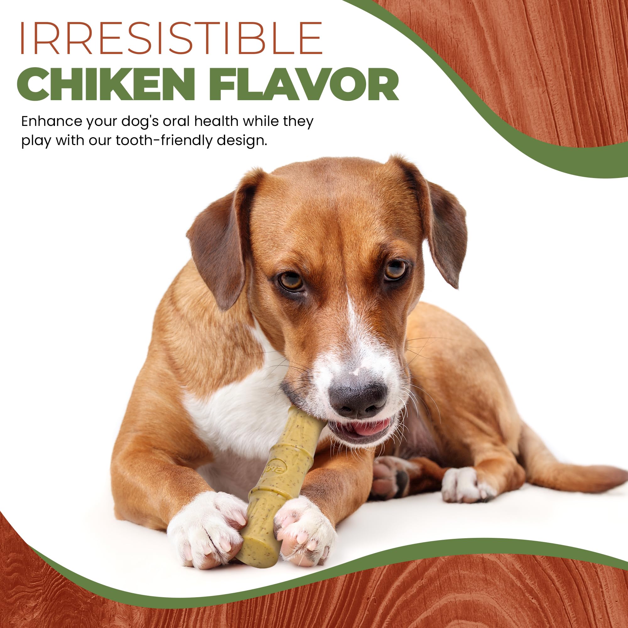 SPOT Bam-Bones Plus Bamboo Stick, Durable Dog Chew for Aggressive Chewers, 9.5in, Brown, Bamboo Fiber & Nylon, Model 54559