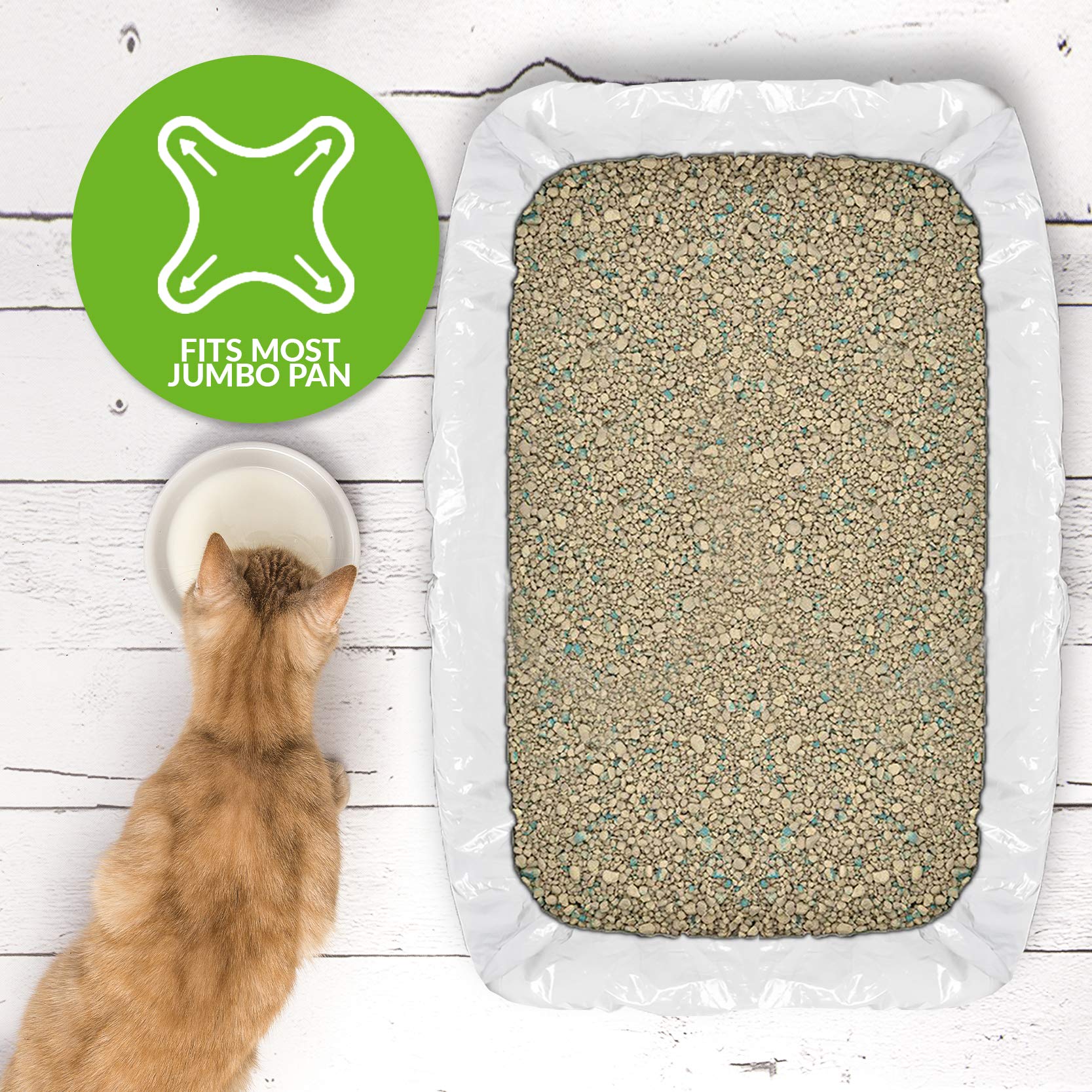 Alfapet Elastic Cat Litter Box Liners - Super Jumbo 5 Count - Tear-Resistant Cat Litter Bags, Waterproof Kitty Litter Liners - Fits Litterbox Pan Sizes X-Giant, Jumbo, 42' X 20' X 2 Mil 30 Lb Capacity