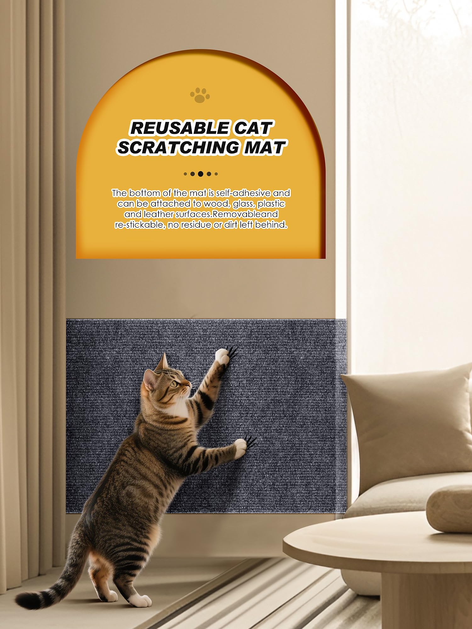 Tlnnk 78.7'X15.8' Cat Scratch Mat, Trimmable Self-Adhesive Carpet, Diy Climb Cat Scratcher For Furniture Couch Or Wall Protect