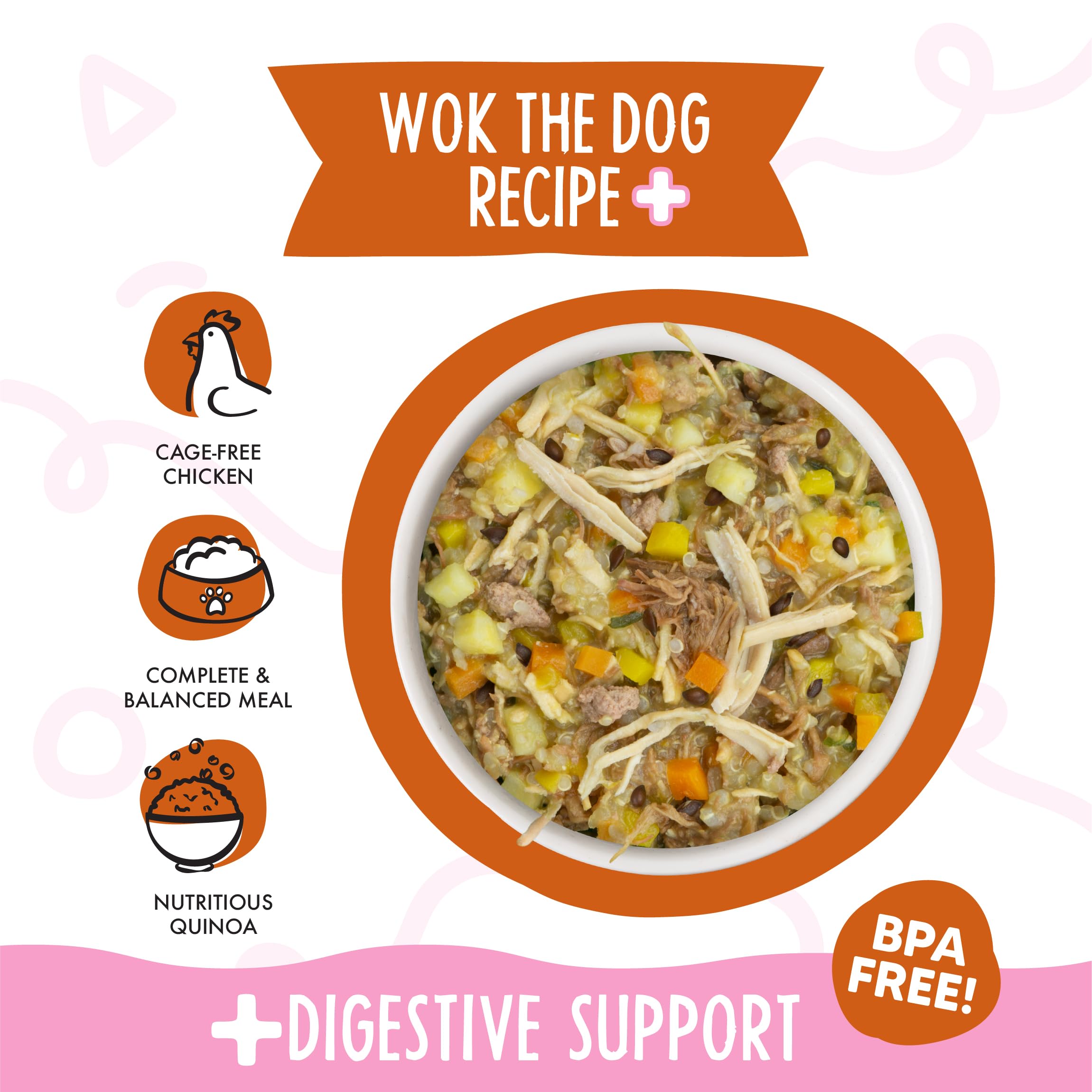 Weruva Meals n More Natural Wet Dog Food, Wok The Dog Plus Digestive Support, 3.5oz Cup (Pack of 12)