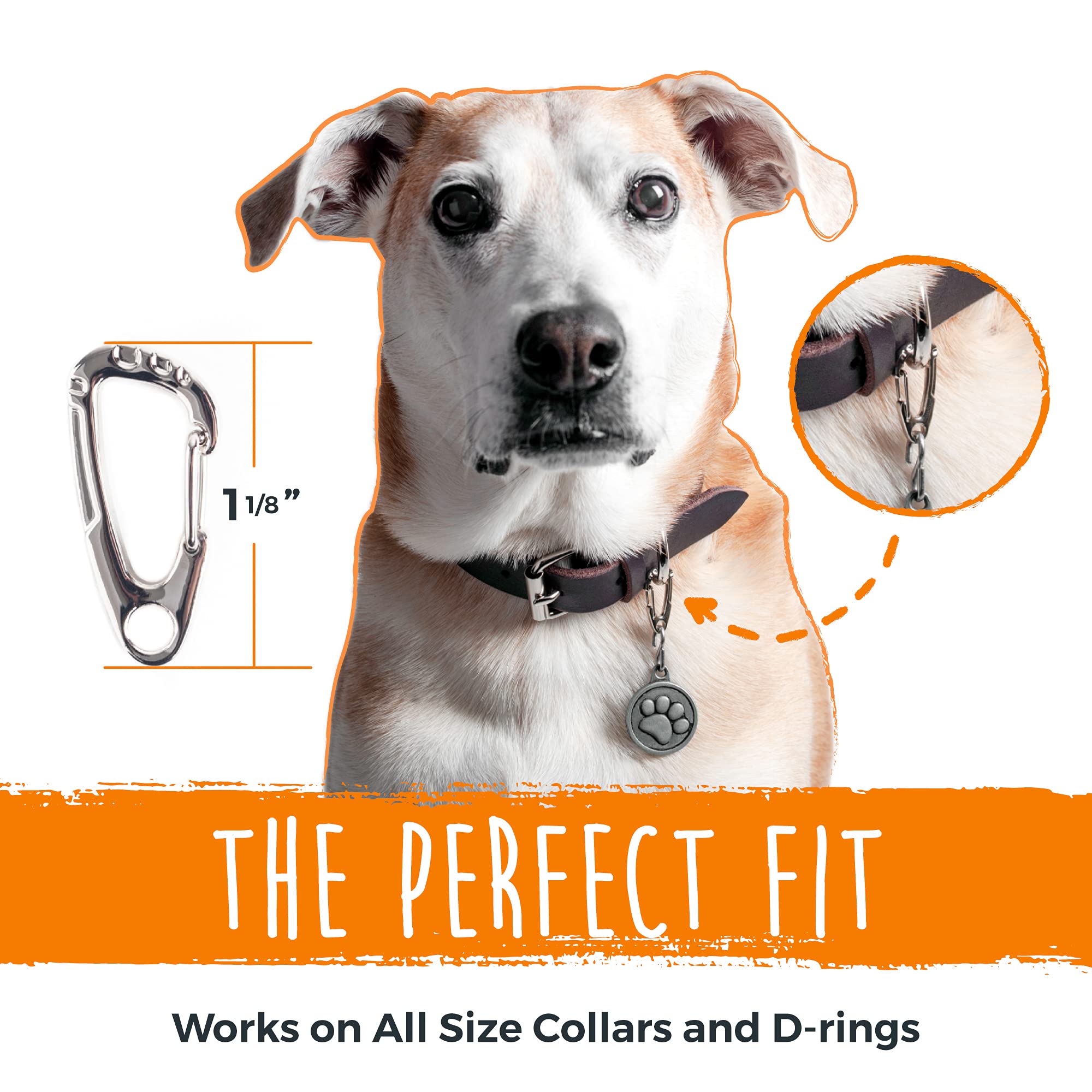 Mighty Paw Dog Tag Carabiner Clips - 3 Pack Strong Dog Clip - Weather Resistant & Easy To Clean Quick Id Holders - Easy Switch P