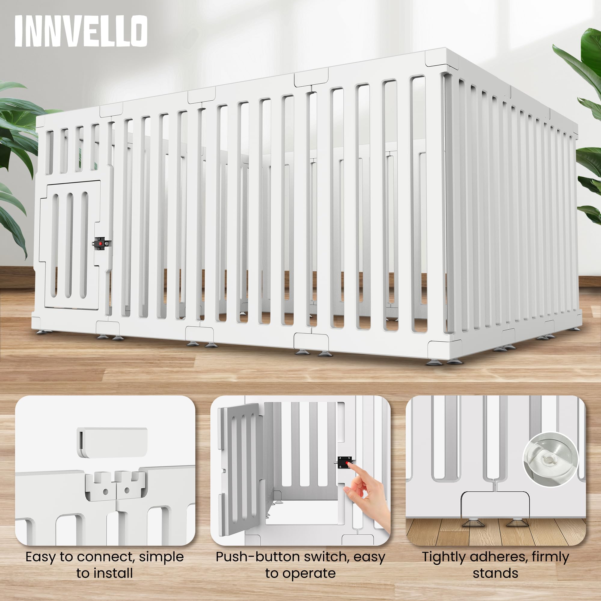 Innvello Dog Playpens Indoor In Strong Plastic,14 Panel,25.6In H Non-Slip Puppy Playpen,Pet Playpen Indoor Suitable For Small Do