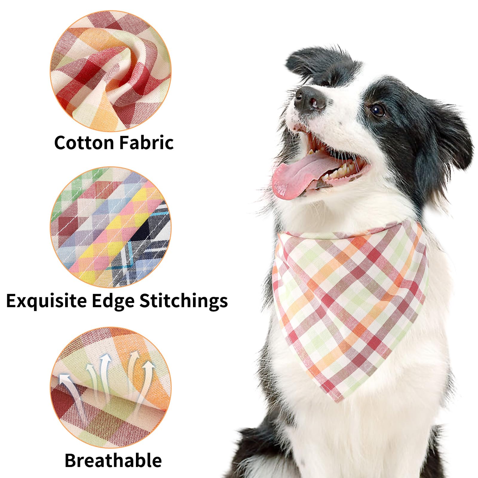 Segarty 30 Pack Triangle Plaid Bibs, 22.8''X15.7'' Pet Scarf Washable Dog Bandanas Accessories Bulk For Small Medium Dogs Cats L