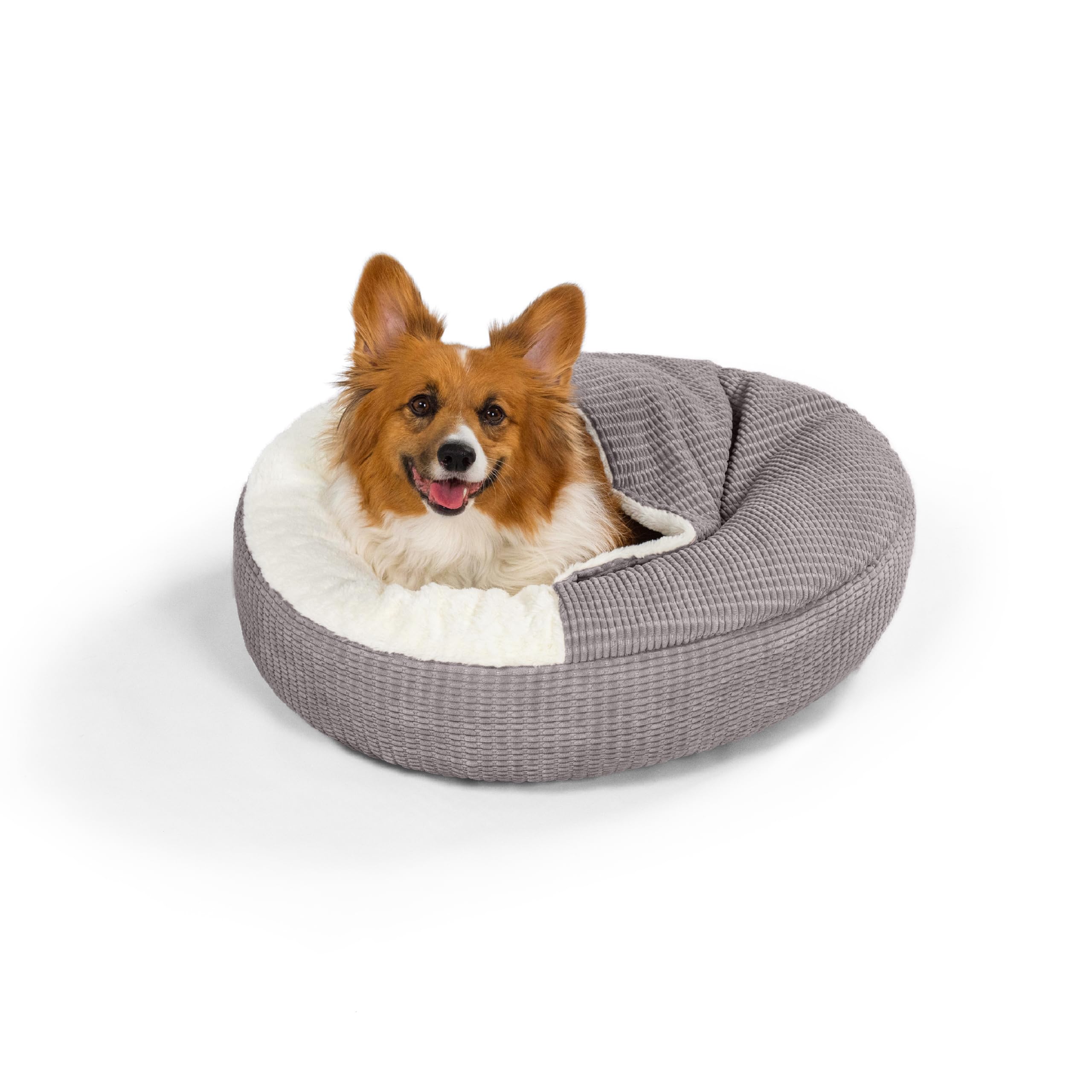 Best Friends By Sheri Cozy Cuddler Mason Microfiber Hooded Blanket Cat And Dog Bed In Gray 26''X26''