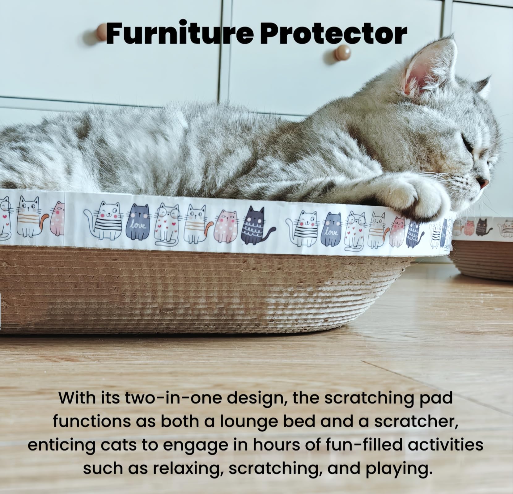 Spindro 4 Pack Large Cat Scratcher Cardboard, Oval Cat Scratcher Bed Scratch Pad Board Lounge Couch Cats Bowl Shaped Scratching