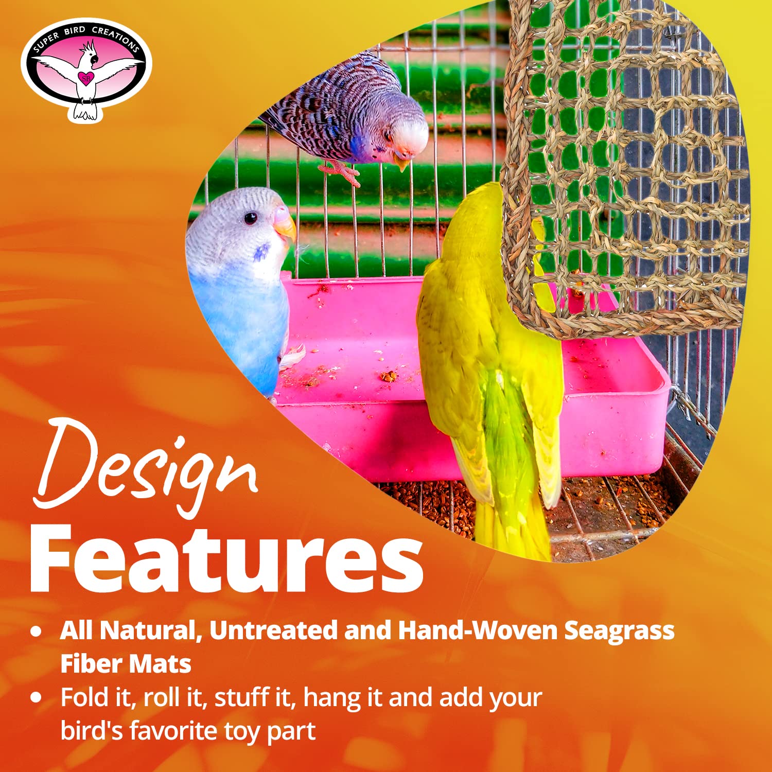 Super Bird Creations Sb50002 Seagrass Mat For Cage Decor, Pet Enrichment And Boredom Relief - Versatile Toy-Making Base - Ideal