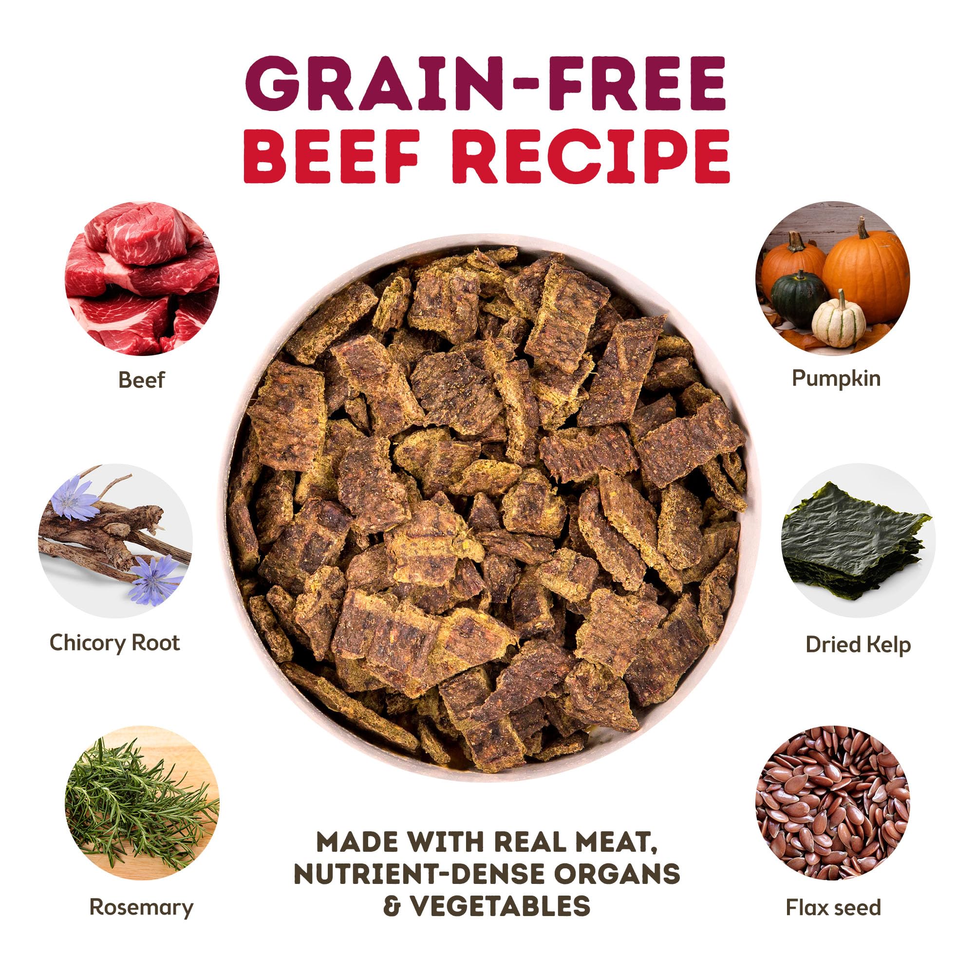 Only Natural Pet MaxMeat Holistic Air Dried Dry Dog Food - All Natural, High Protein, Grain Free - Made with Real Meat - Beef wi