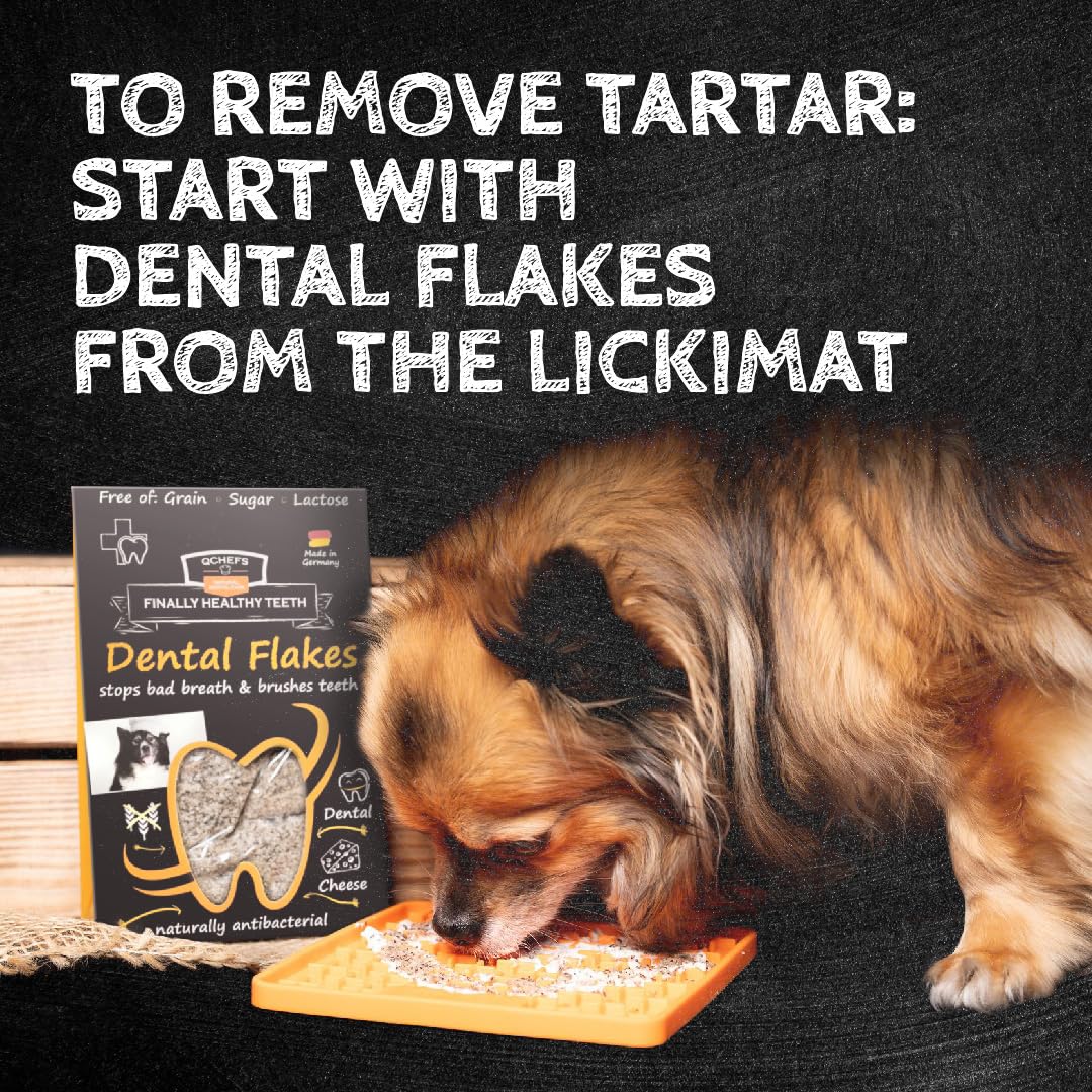 QCHEFS Dental Flakes for Dogs - One Month Supply* - Food Topper - After Meal Licking Treat, Oral Health Snack with Amino Acids.