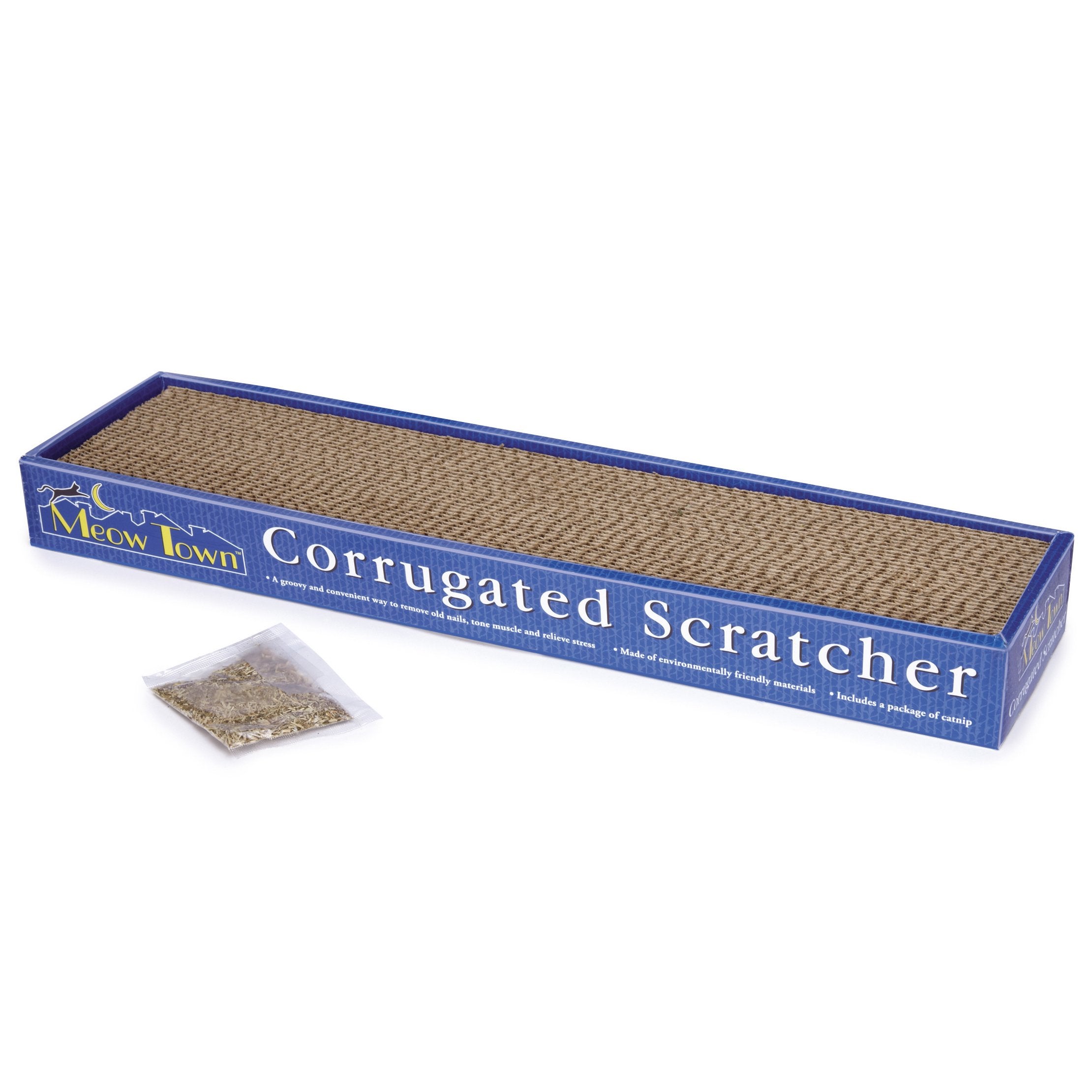 Meow Town Corrugated Eco-Friendly Cat Scratcher For Cats And Kittens - 19''L X 4''W X 2''H