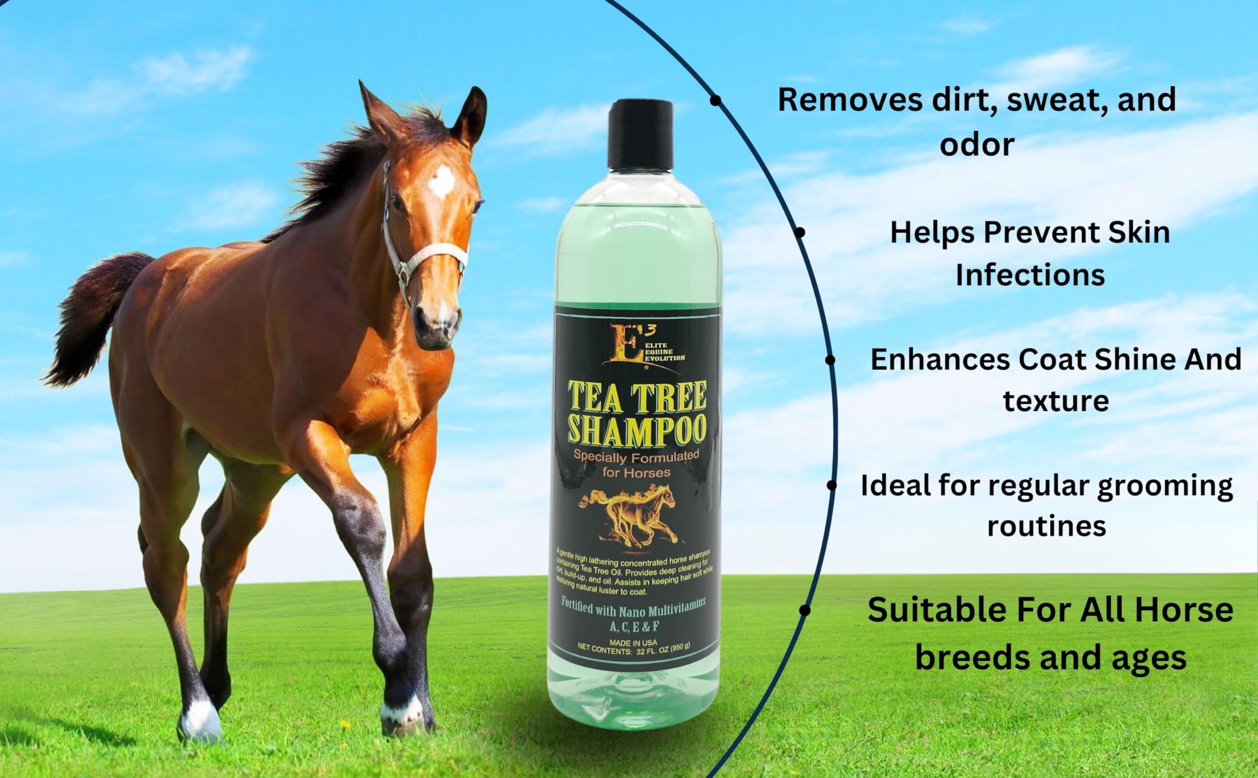 E3 Elite Grooming Products Tea Tree Shampoo For Pets, 32 Oz.