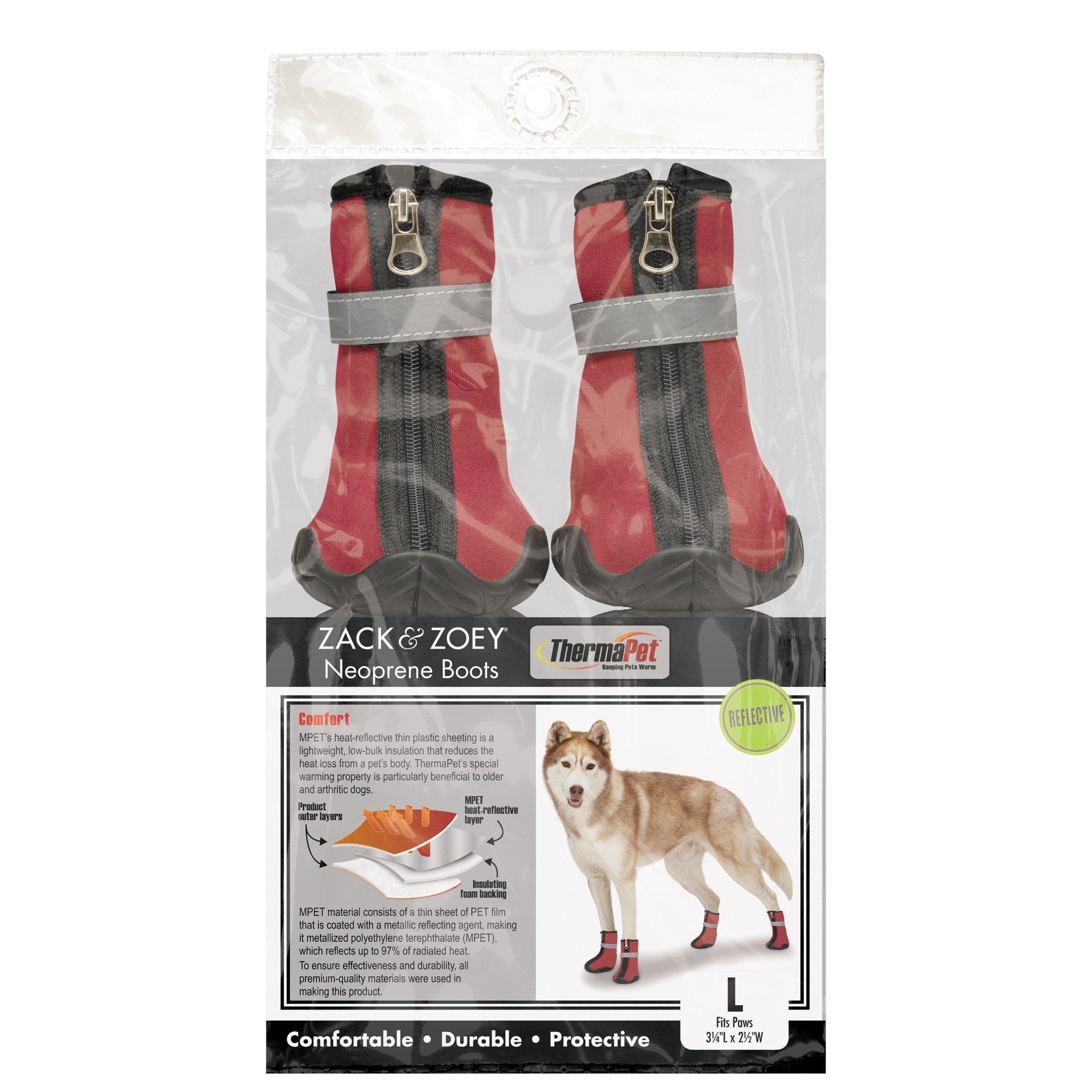Zack & Zoey ThermaPet Neoprene Boots, Red, Medium