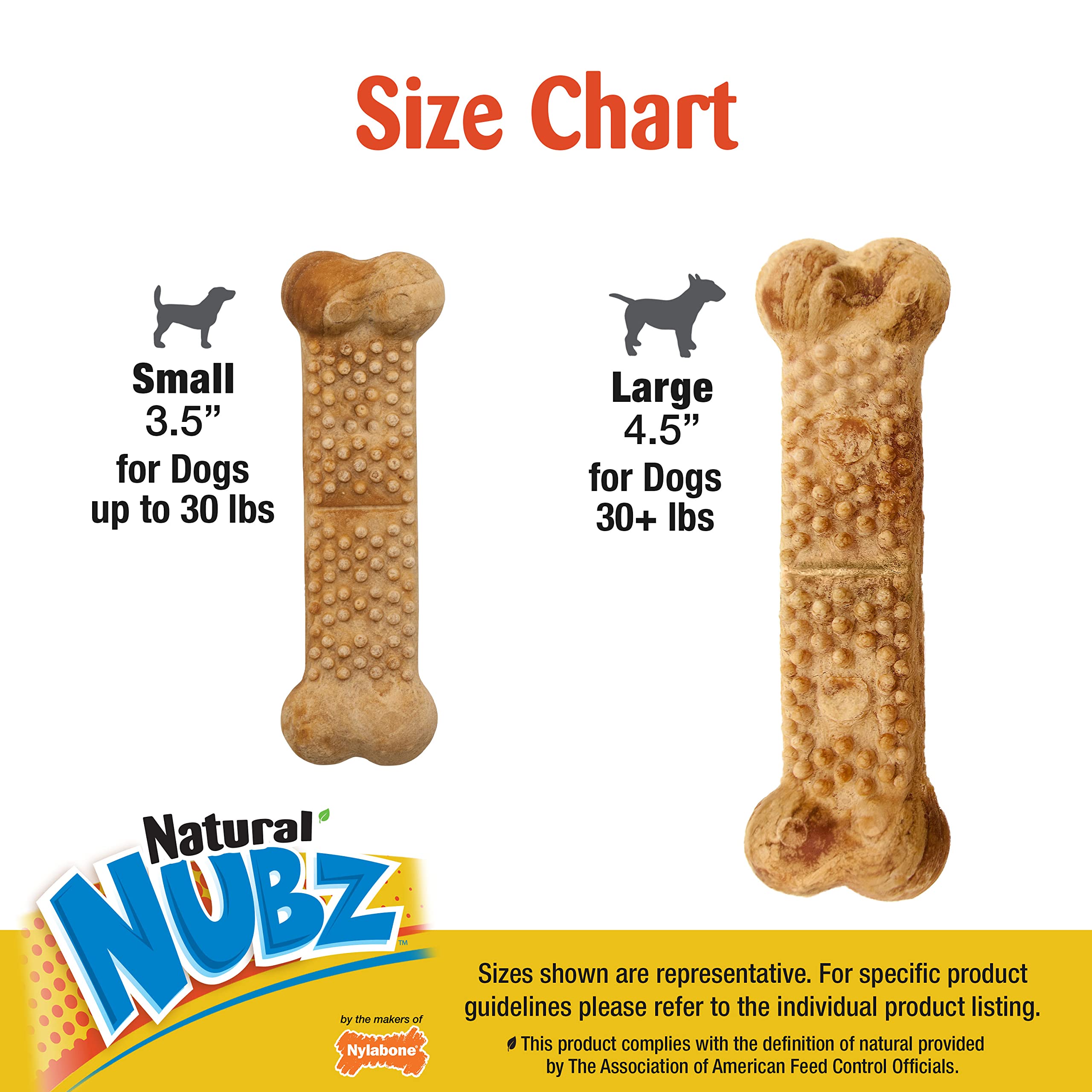 Nylabone Nubz Natural Edible Chew Treats for Dogs, Long Lasting Chews Made in USA, Chicken Flavor, Large - Up to 50 lbs. (20 Cou