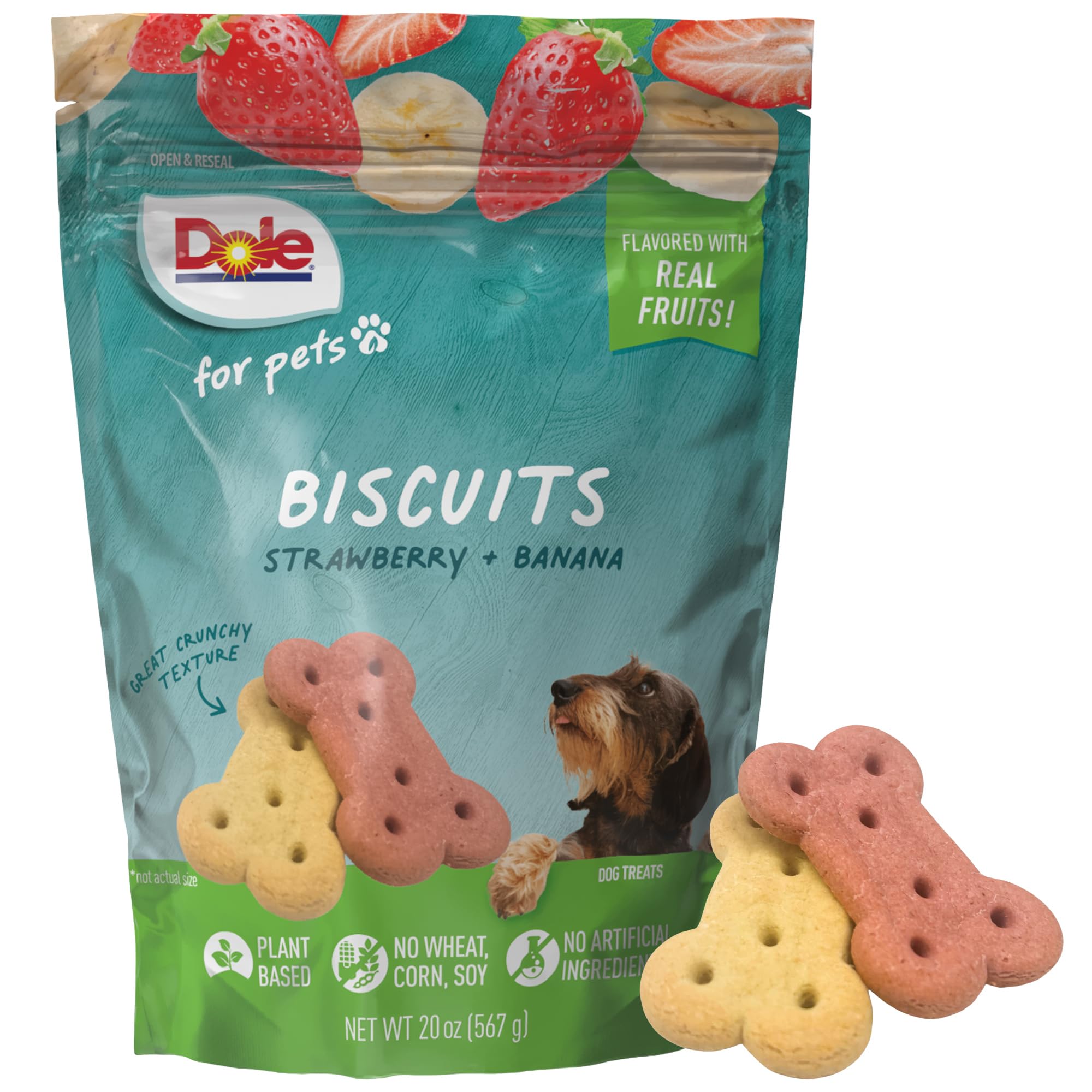 Dole for Pets Dog Biscuits, Banana & Strawberry Flavor Dog Treats, Flavored with Real Fruit, No Wheat, Corn, Soy, Artificial Fla