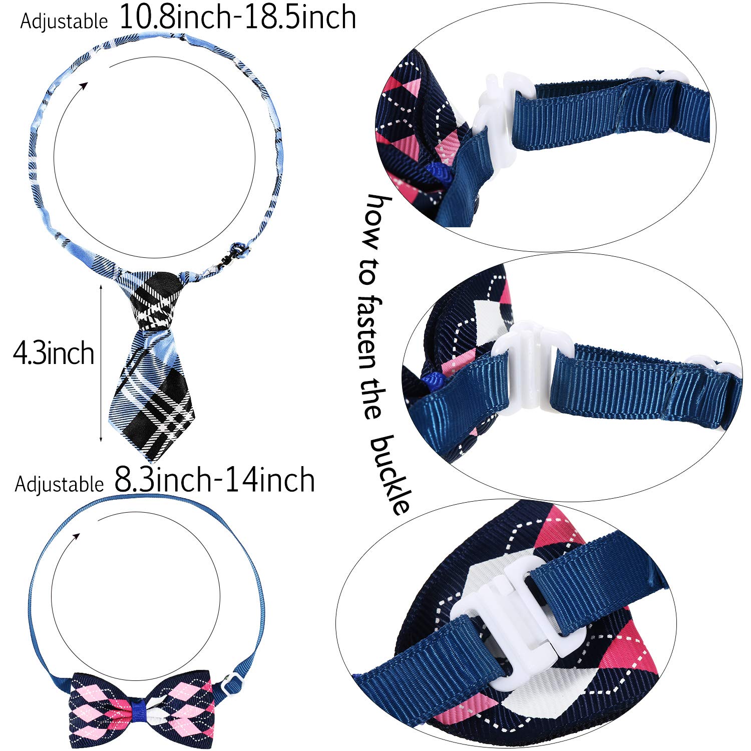 Frienda 20 Pieces Dog Ties Assorted Small Pet Bow Ties Festival Neckties with Adjustable Collar for Dog Cat Grooming Accessories