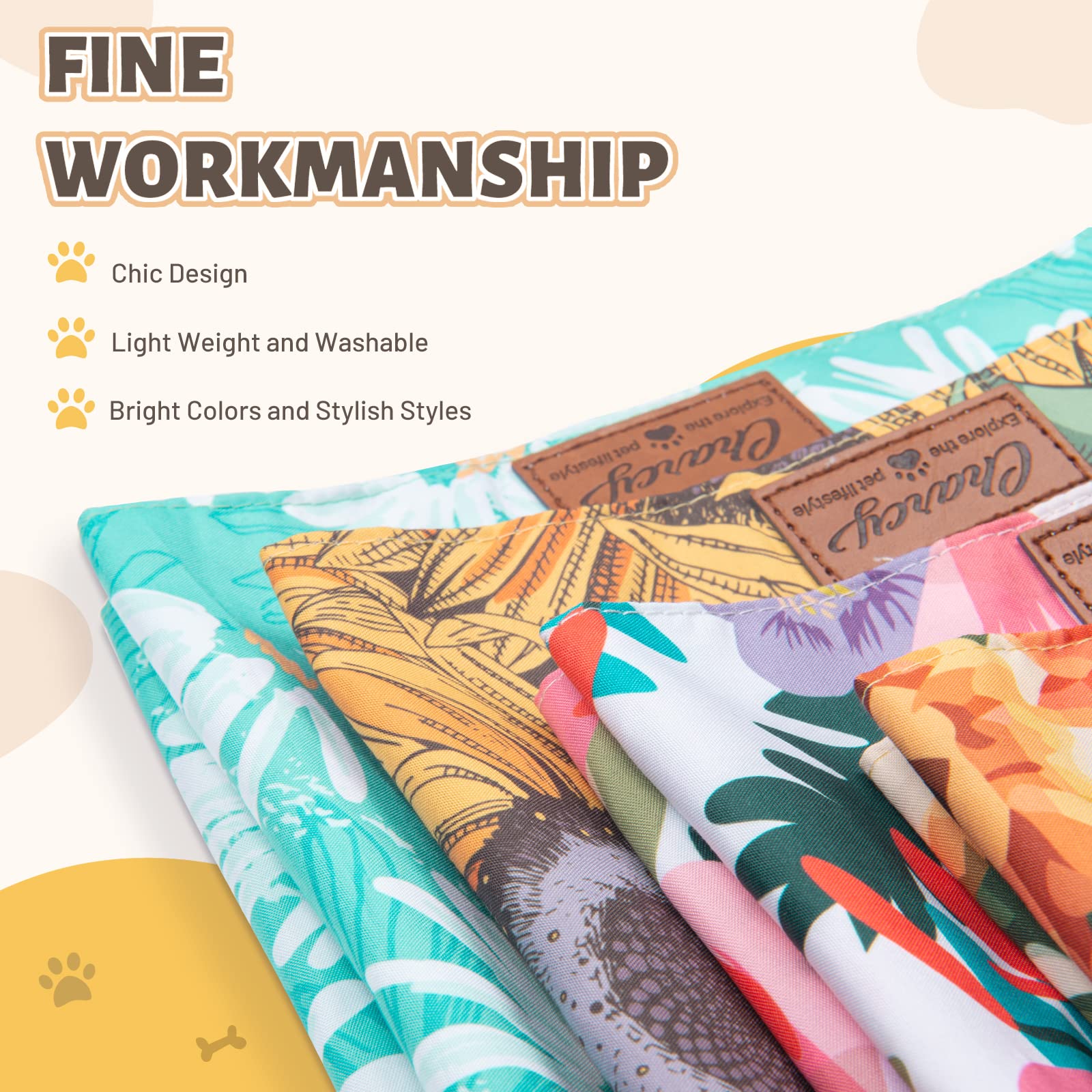 Charcy Bandanas 4 Pack, Fall Bandana For Boy Girl Dog Holiday Birthday, Adjustable Durable Scarf, Unique Design - Sunflower Tria