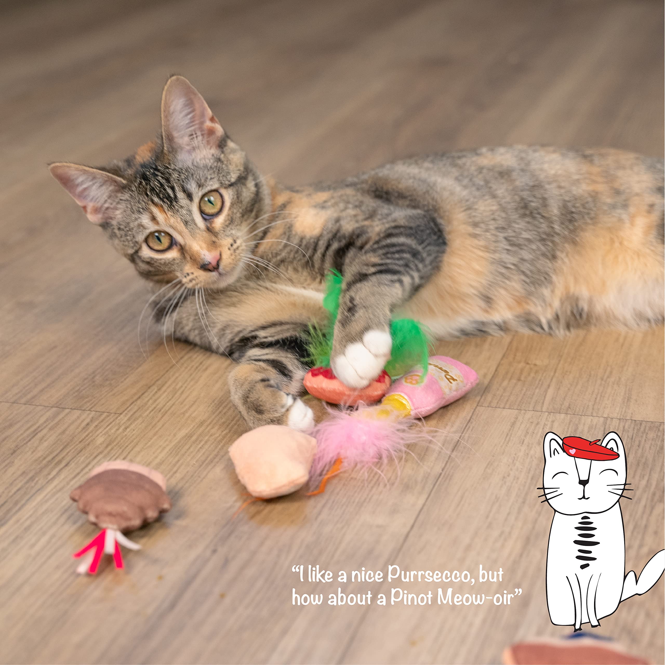 Catstages Purrsecco & Cupcakes Plush Interactive Catnip Cat Toys - 6 Pack