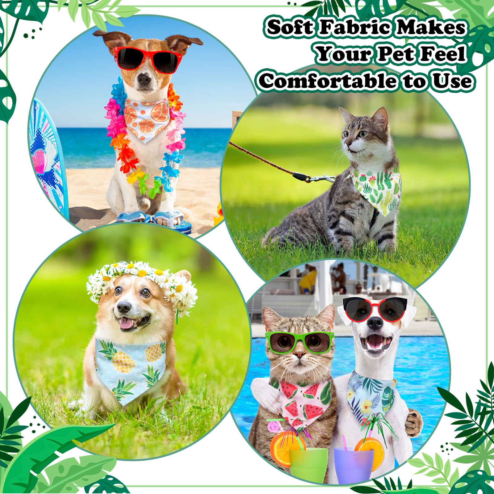 Reginary 72 Packs Summer Bandanas For Dog Bulk Fruit Dog Bandanas Pet Bandanas Hawaiian Triangle Scarf Bibs Dog Bibs Adjustable