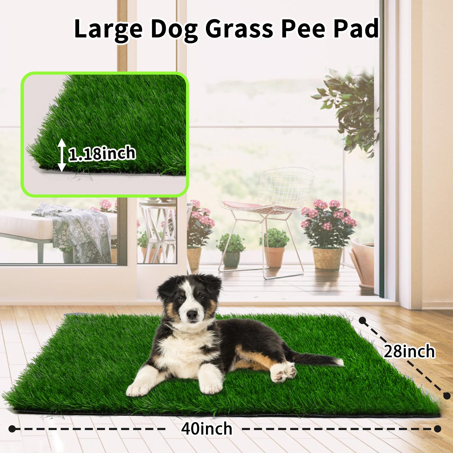 Soft Artificial Grass Pad For Dogs 28 X 40 Inches, High Absorbency, Easy To Clean, Indoor/Outdoor Use (1 Pack)