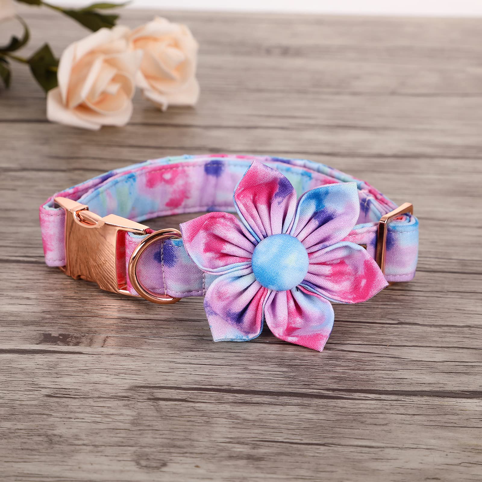 Elegant little tail Colorful Dog Collar for Female or Male Dogs, Flower Pet Collar Adjustable Dog Collars Gift for X-Small Dogs