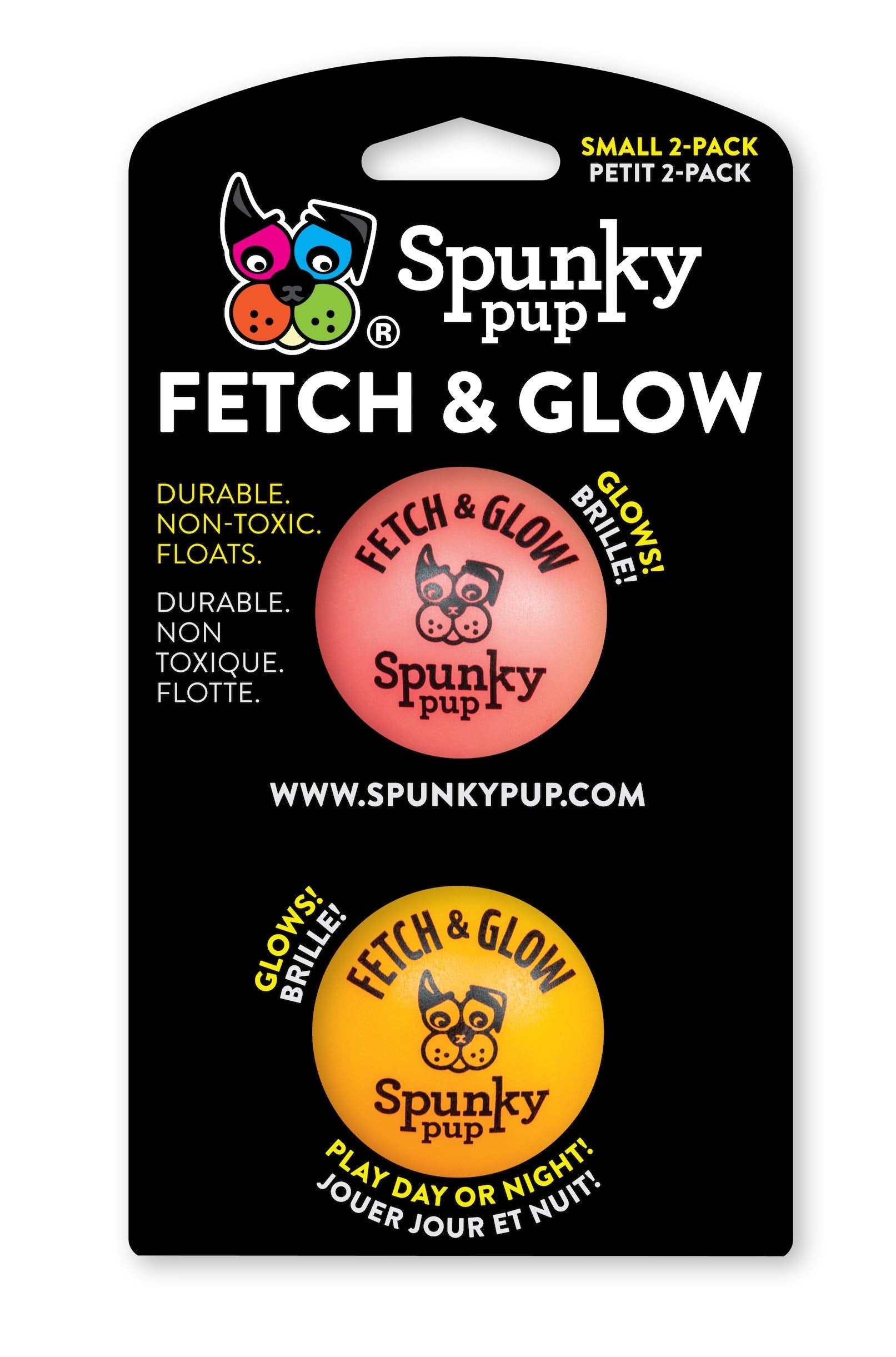 Spunky Pup Dog Fetch Ball Small 2 Count (Pack Of 1), (Assorted)