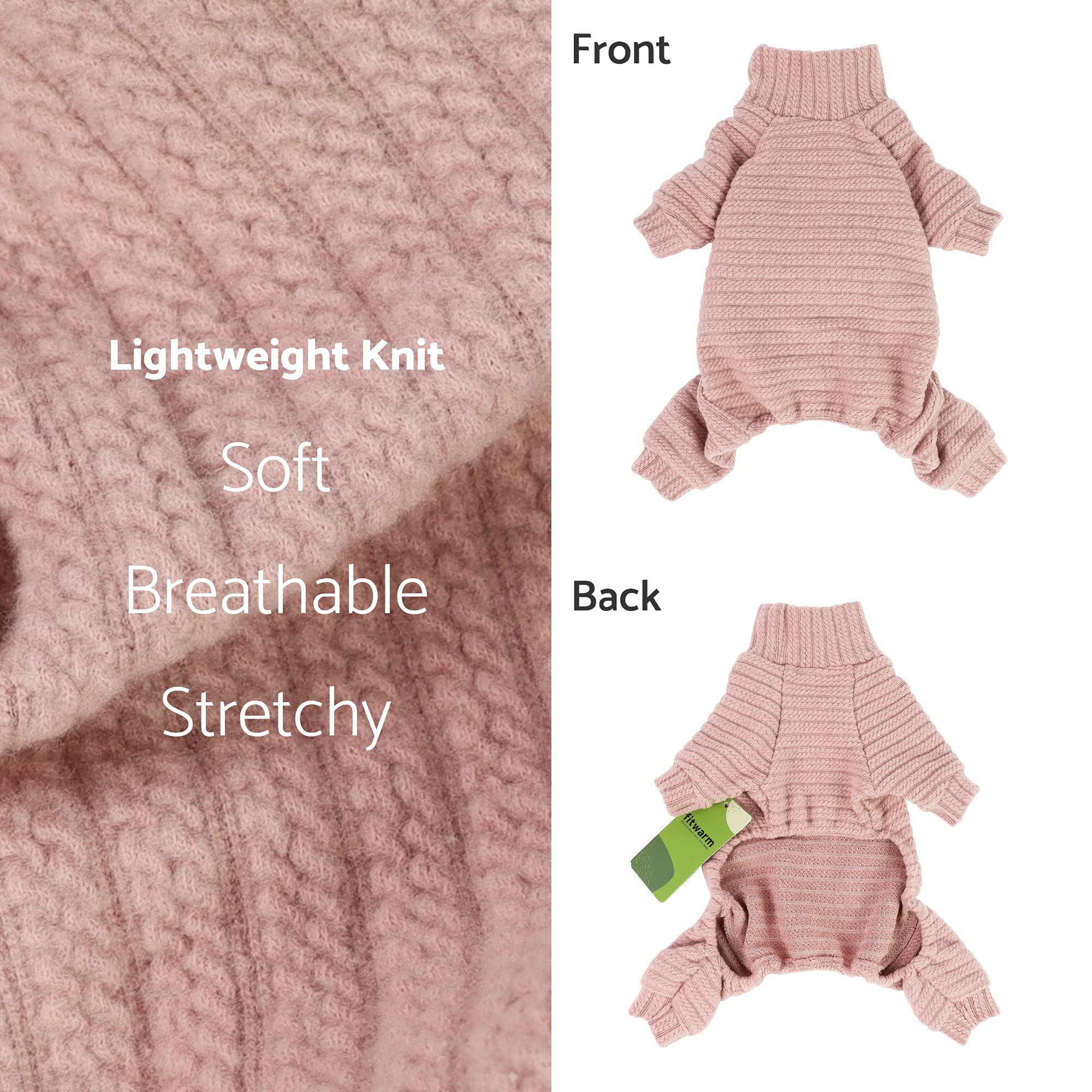 Fitwarm Turtleneck Knitted Dog Sweater Puppy Pajamas Thermal Doggie Winter Clothes Knitwear Pet Coats Cat Apparel Pink Large