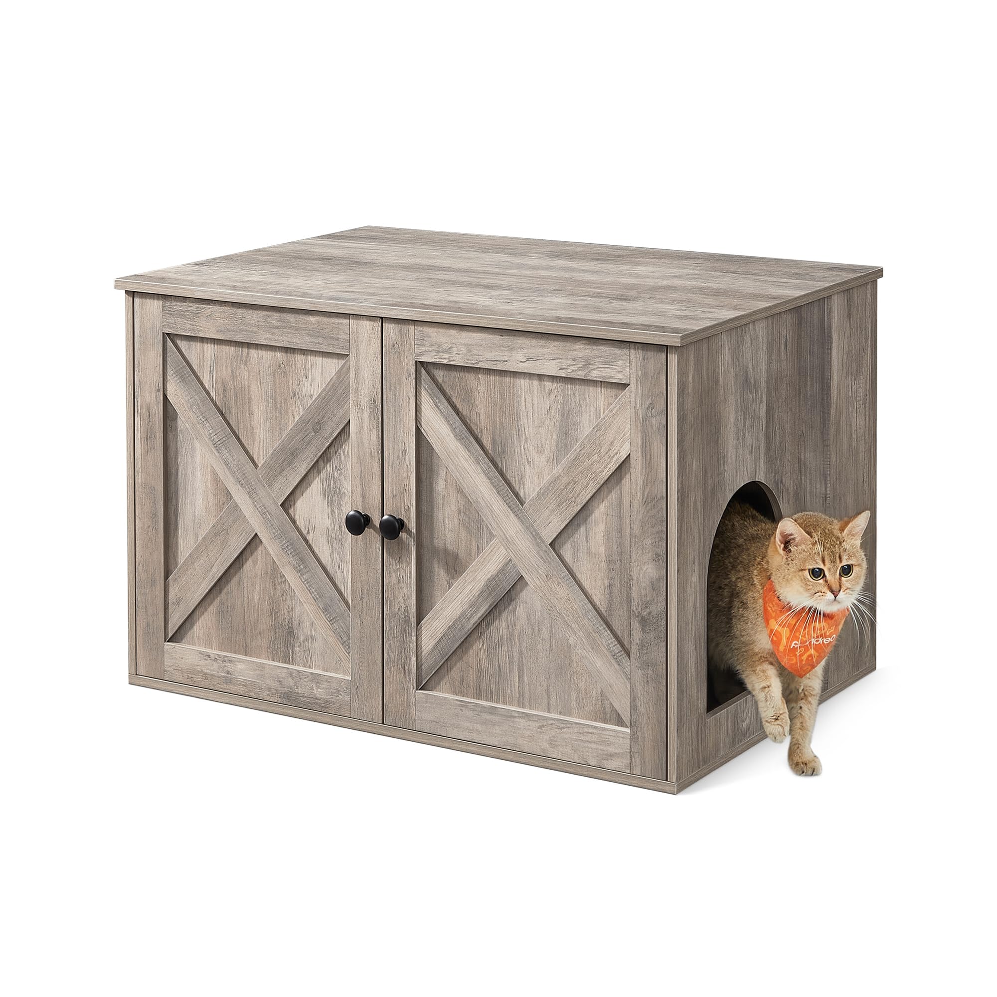 Feandrea Cat Litter Box Enclosure, Litter Box Furniture Hidden, Indoor Cat House, End Table, 27.6 X 19.7 X 19.7 Inches, Heather 