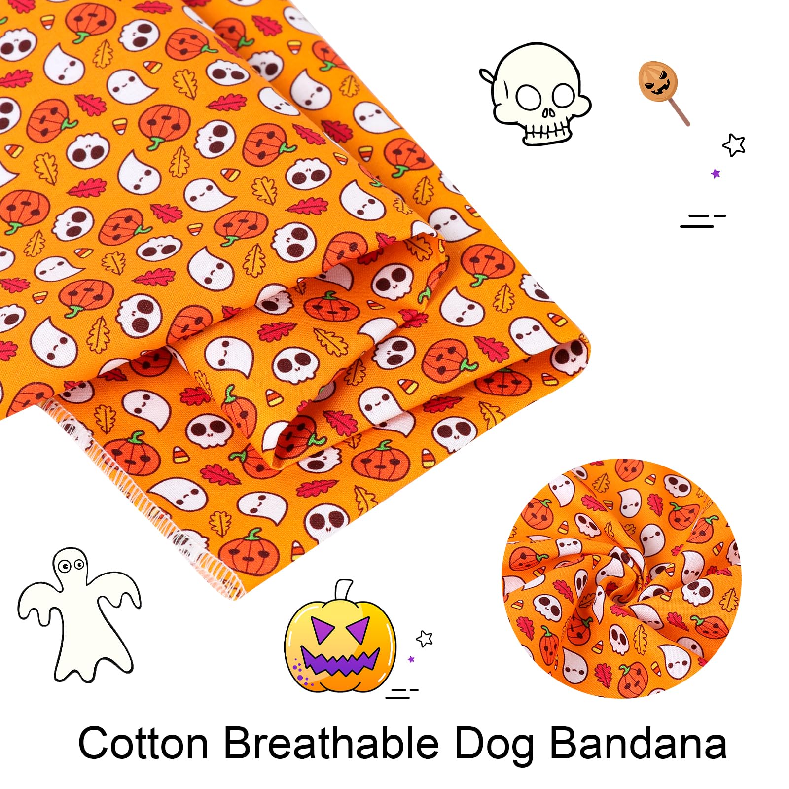 Aring Pet Halloween Bandanas - Cotton Orange Pumpkin Triangle Bibs For Boy & Girl Dogs & Cats