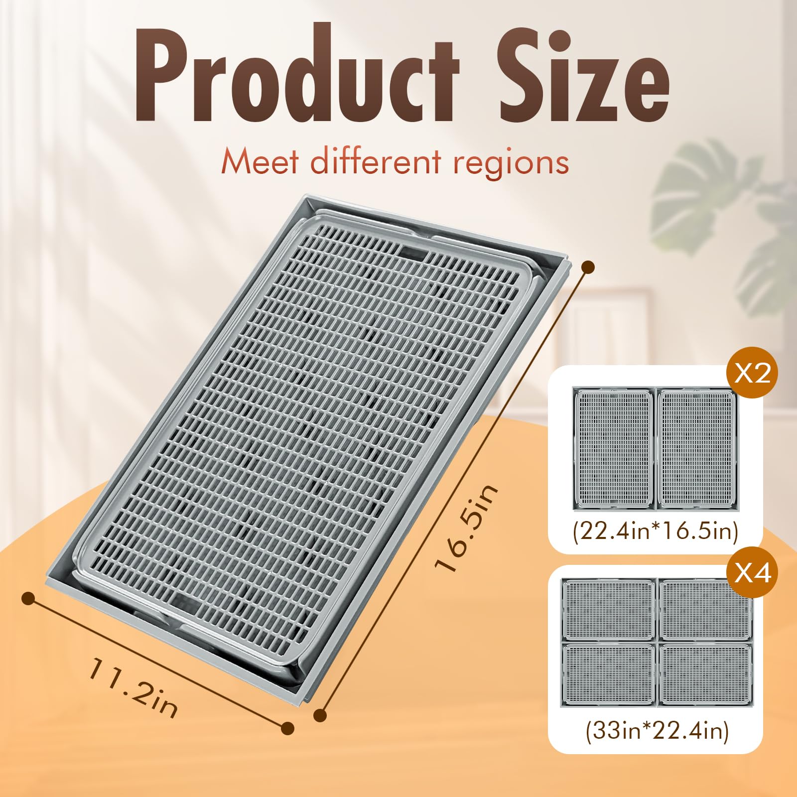Rarenut 2-Pack Expandable Interlocking Cat Litter Mat 16.5X11.2 Durable Plastic Litter Mats Double-Layer Mesh Traps Waterpro