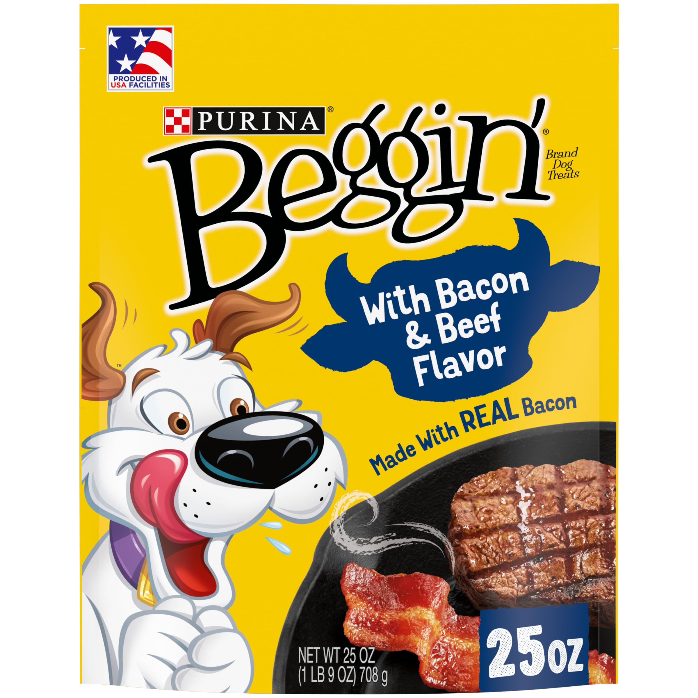 Purina Beggin Strips with Real Meat Dog Treats with Bacon and Beef Flavors 25 Ounce Pouch (Pack of 1)