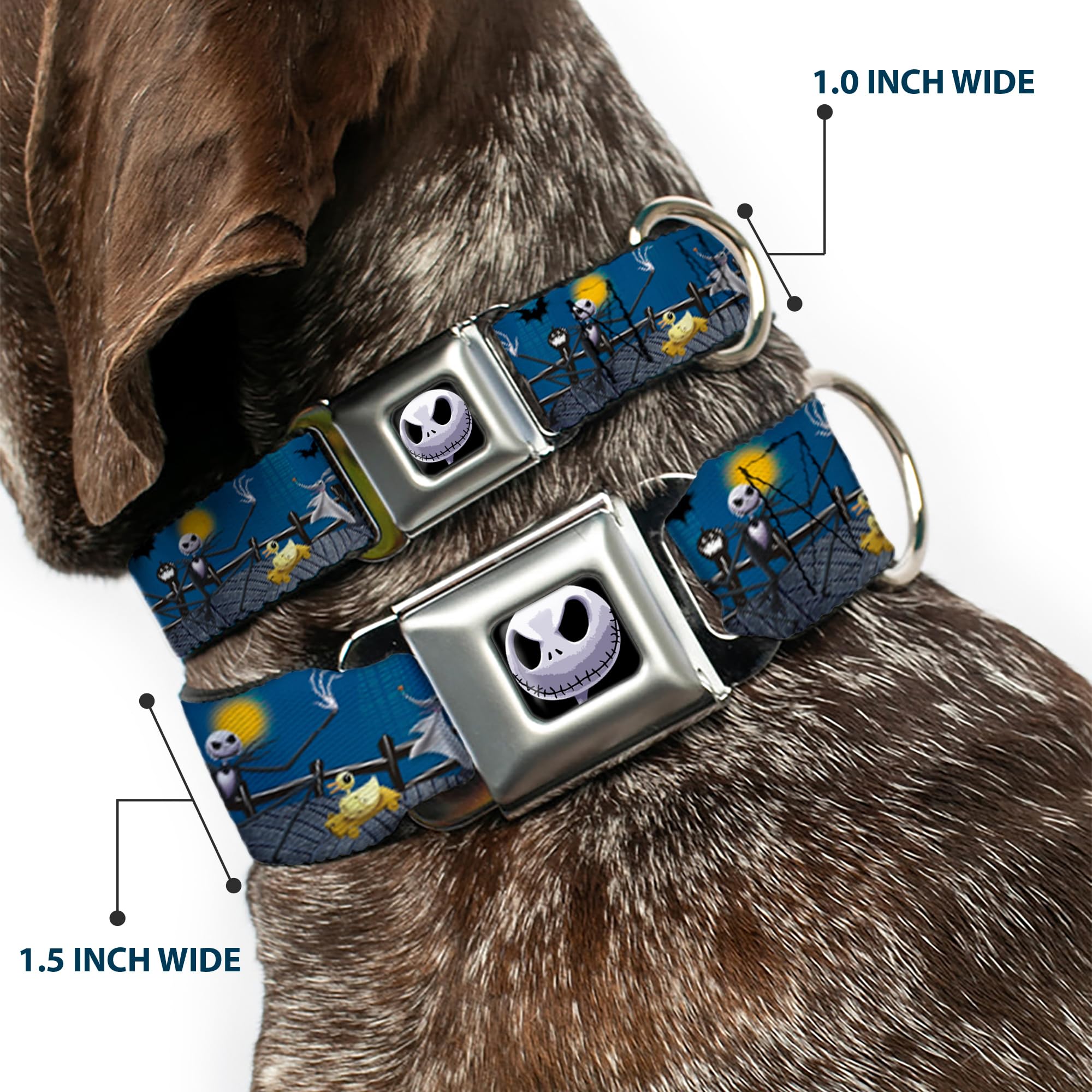 Buckle-Down Dog Collar Seatbelt Buckle Nightmare Before Christmas Jack Zombie Duck Zero Cemetery 13 To 18 Inches 1.5 Inch Wide
