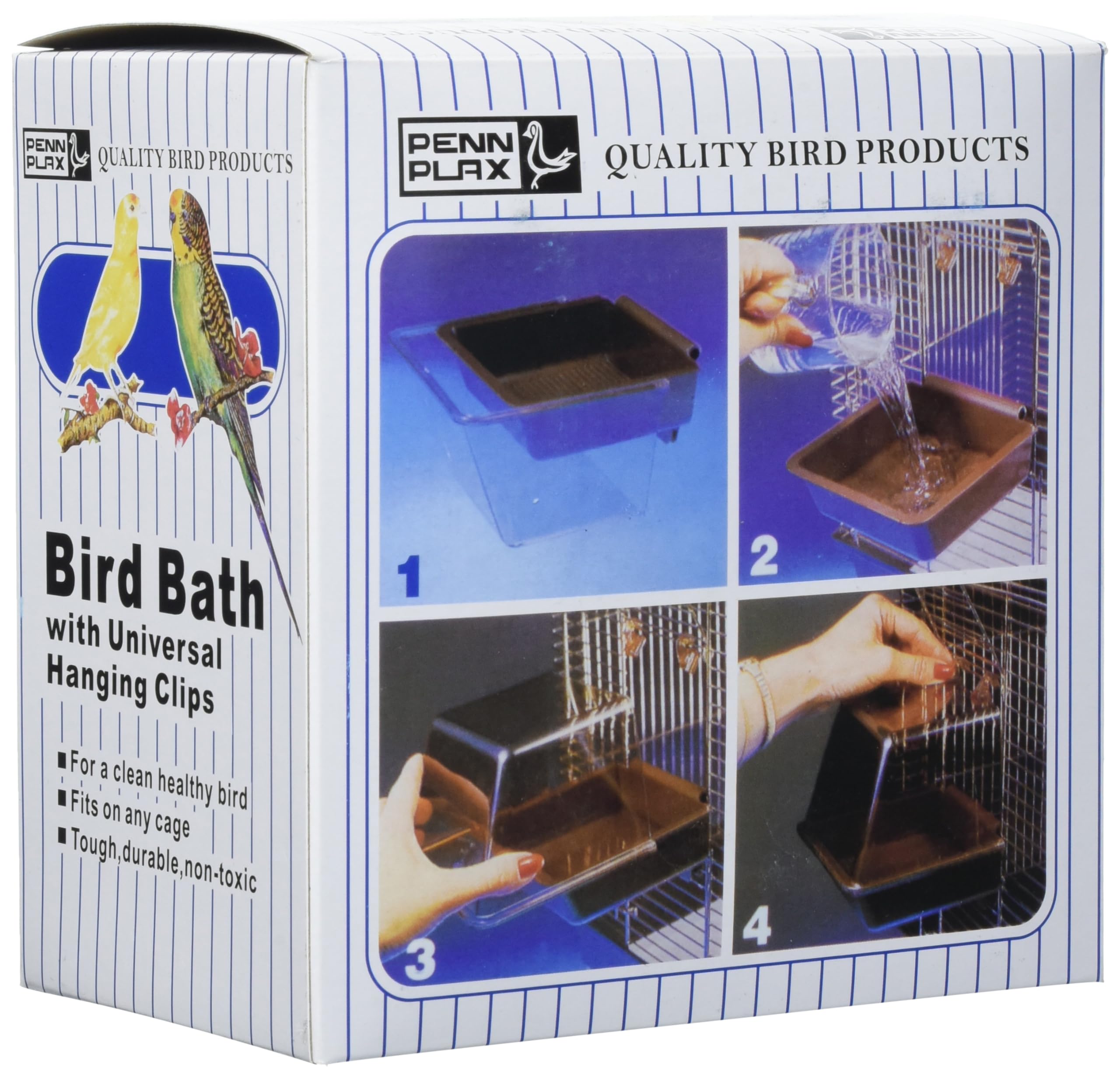 Penn-Plax Clip-On Bird Bath - Attaches To Most Birdcages - Perfect For Parakeets, Lovebirds, Parrotlets, Finches, Canaries, And
