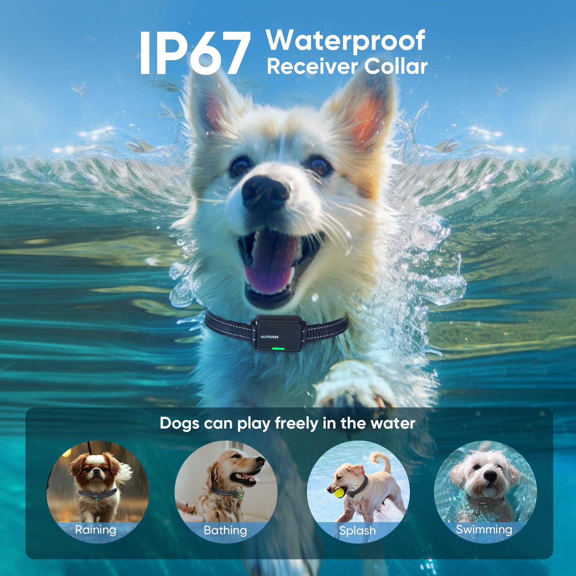 Bedeny Dog Shock Collar for 2 Dogs, 4500FT Range, 3 Training Modes, IP67 Waterproof, Green, Model DG800