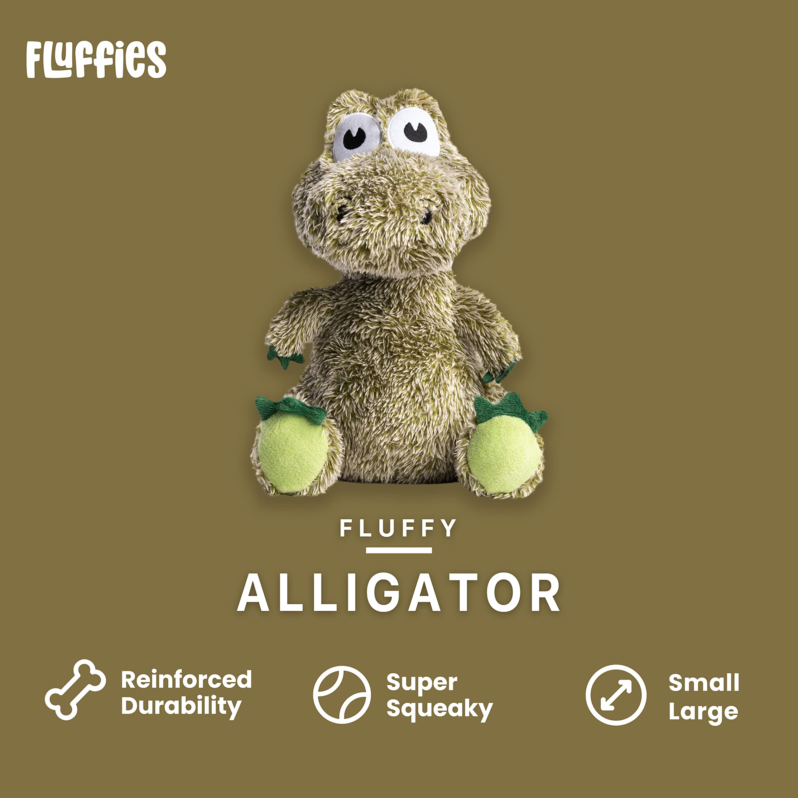 Fabdog Fluffies Dog Toys - Squeaky Plush Dog Toy For All Breeds - Cute Animal-Themed Puppy Toys Make For Ideal Gift - Fun Nylon Dog Toys With Squeak| Small Alligator