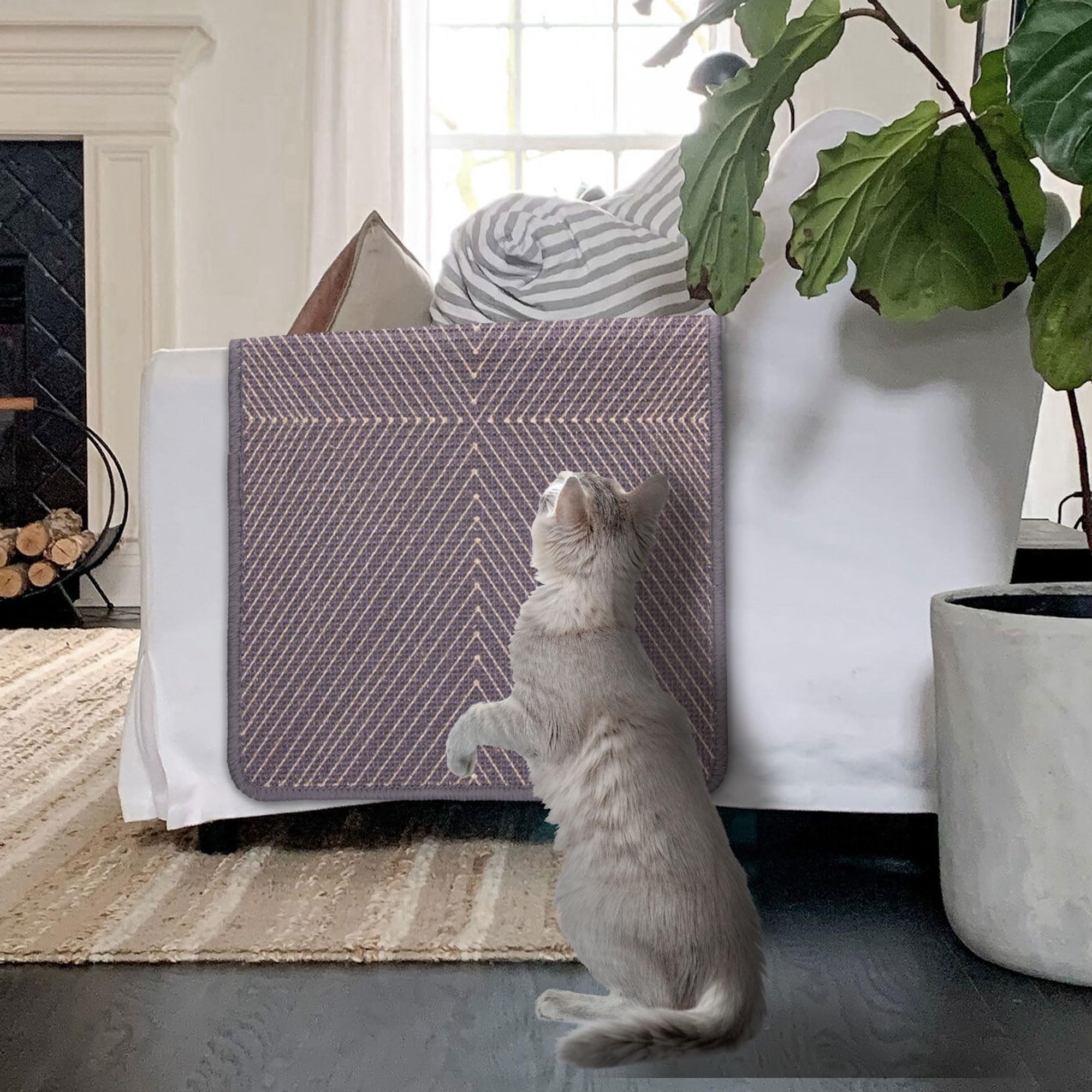 Evomotive Scratchable Sisal Cat Scratcher, [+ Catnip Fish Toy] Cat Wall Scratcher, Couch Protector From Cat Scratching, Sisal Ca
