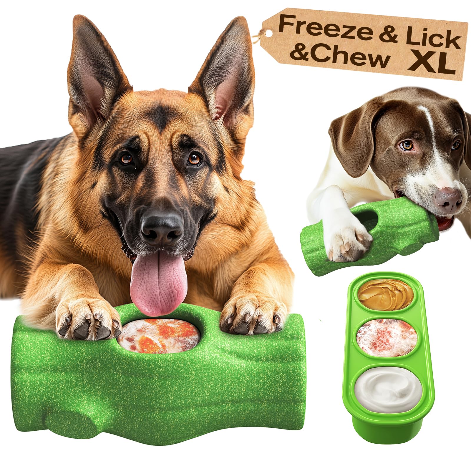 KADTC FrostLick Frozen Lick Treat Tray Toys Durable Chew Toy for 15-55 lbs Dogs Freeze Peanut Butter Filling DIY Dog Wet Food In