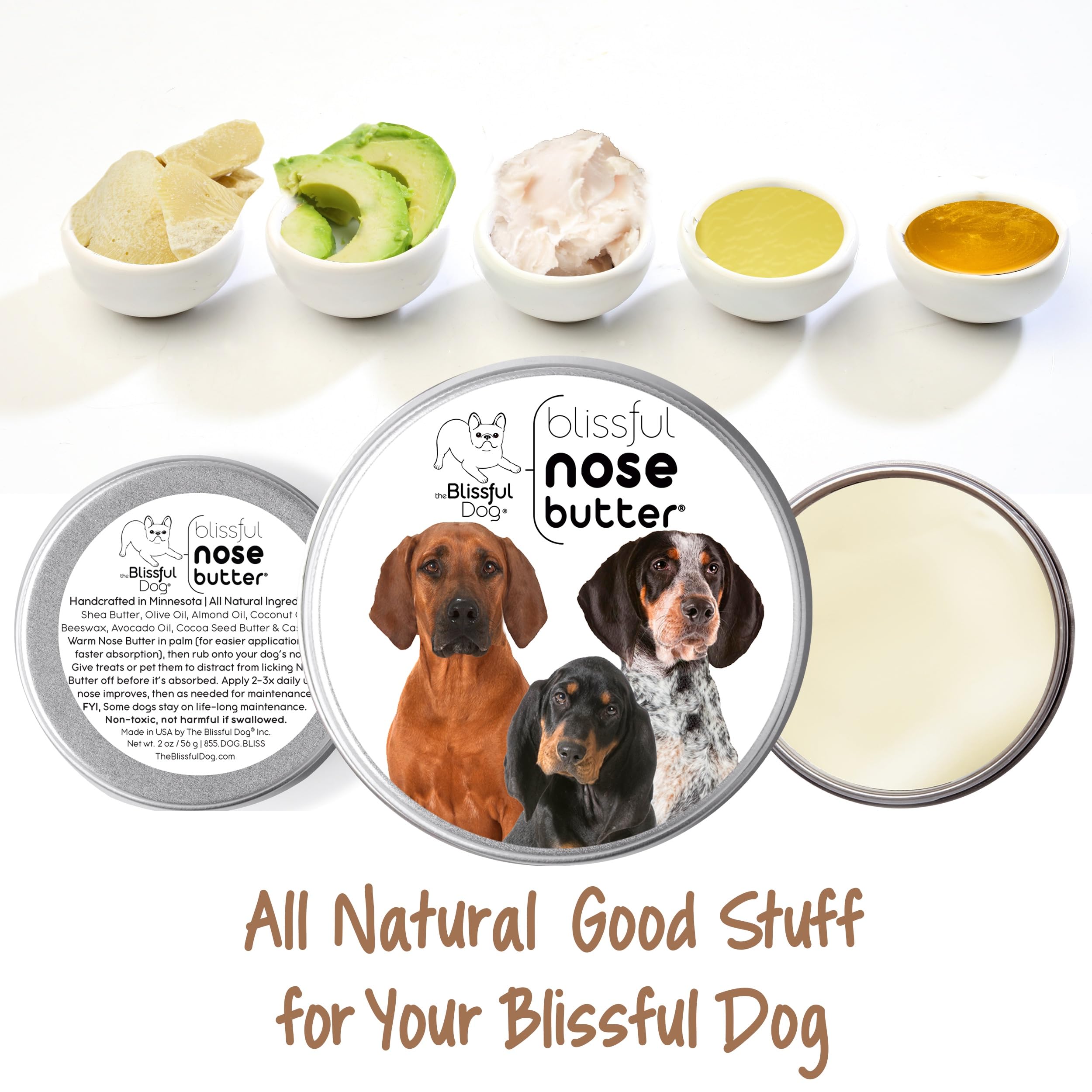 The Blissful Dog Coonhound Unscented Nose Butter, 4-Ounce